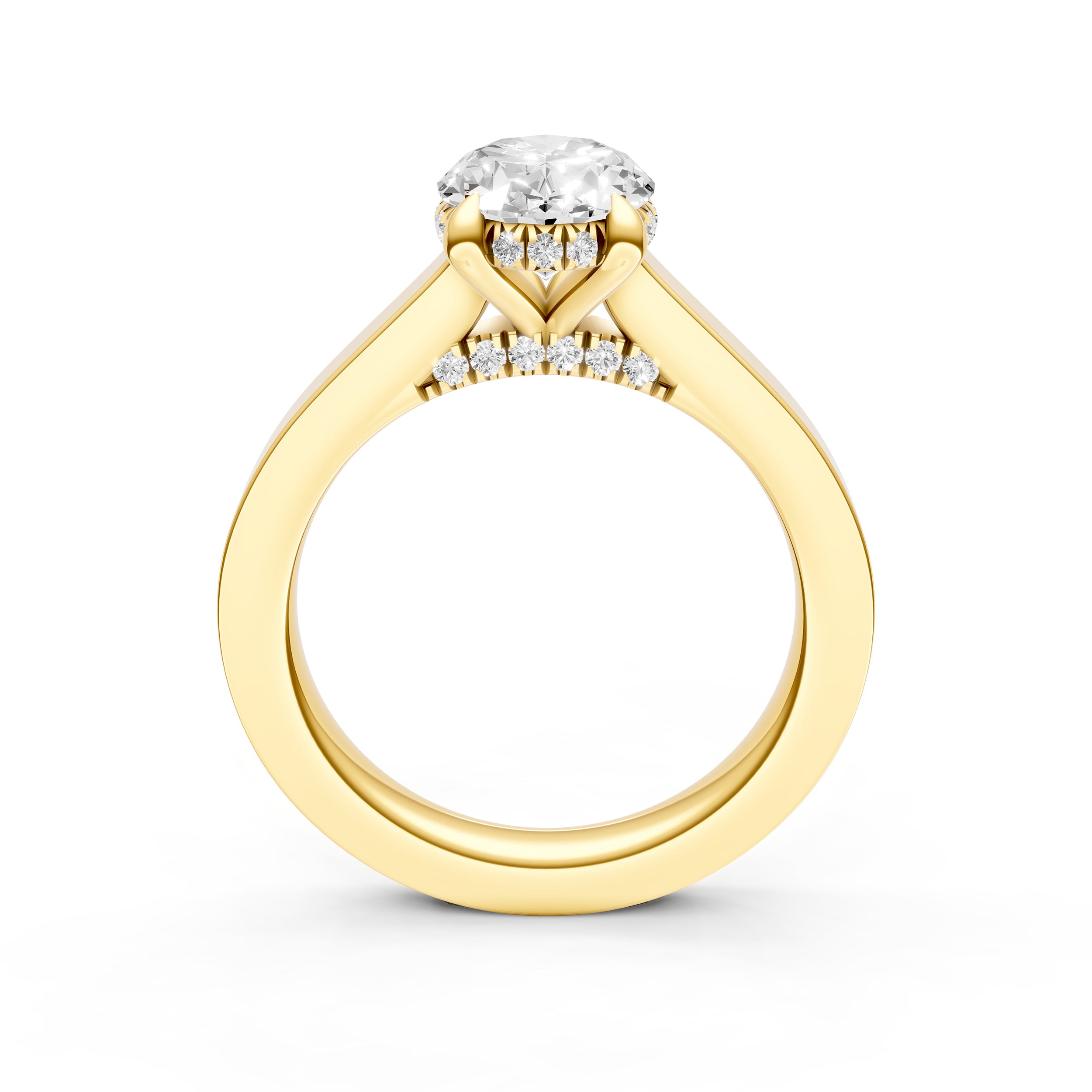 Diamond Bar Hidden Halo Engagement Ring (Oval) Birmingham Jewelry Engagement Ring Birmingham Jewelry 