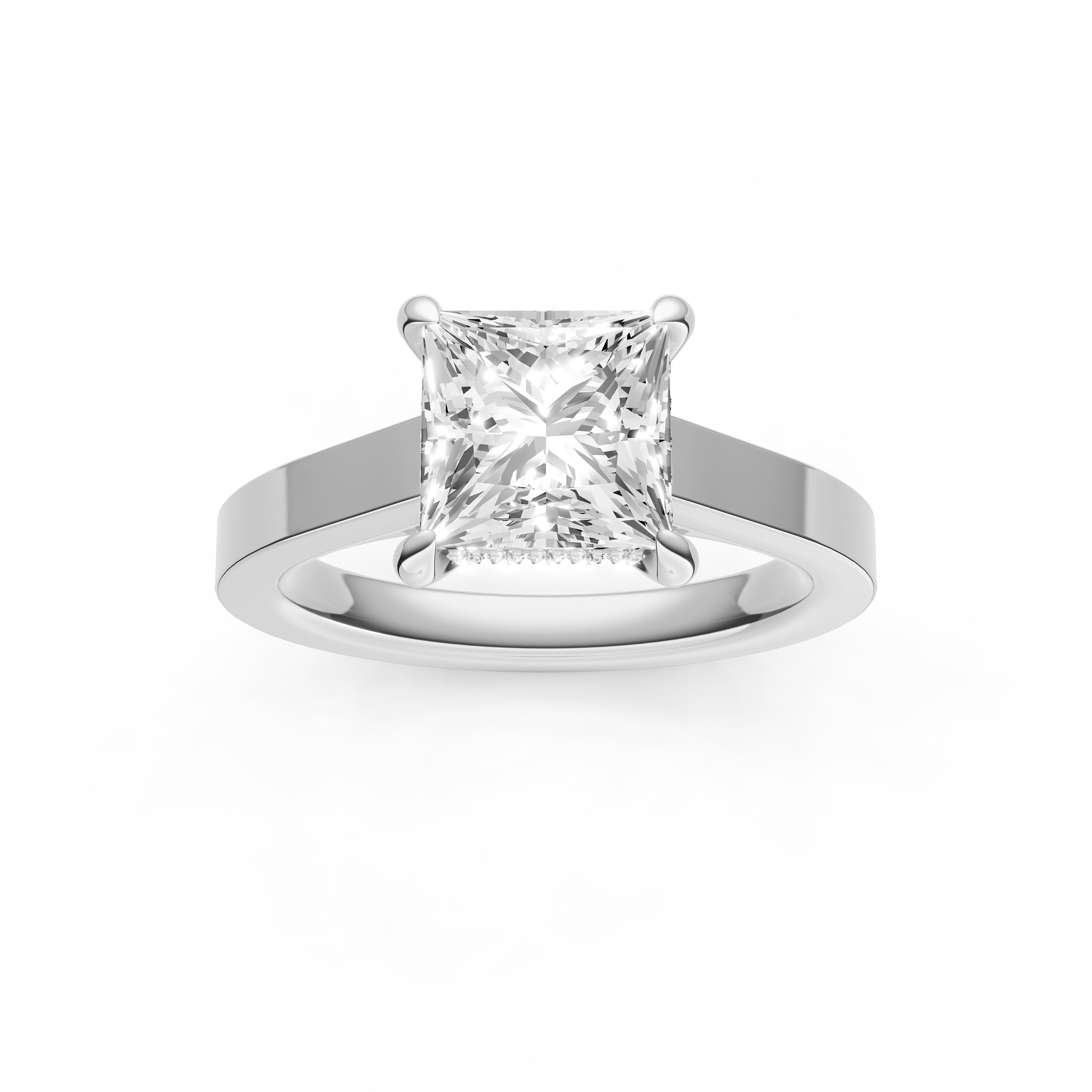 Diamond Bar Hidden Halo Engagement Ring (Princess Cut) Birmingham Jewelry Engagement Ring Birmingham Jewelry 