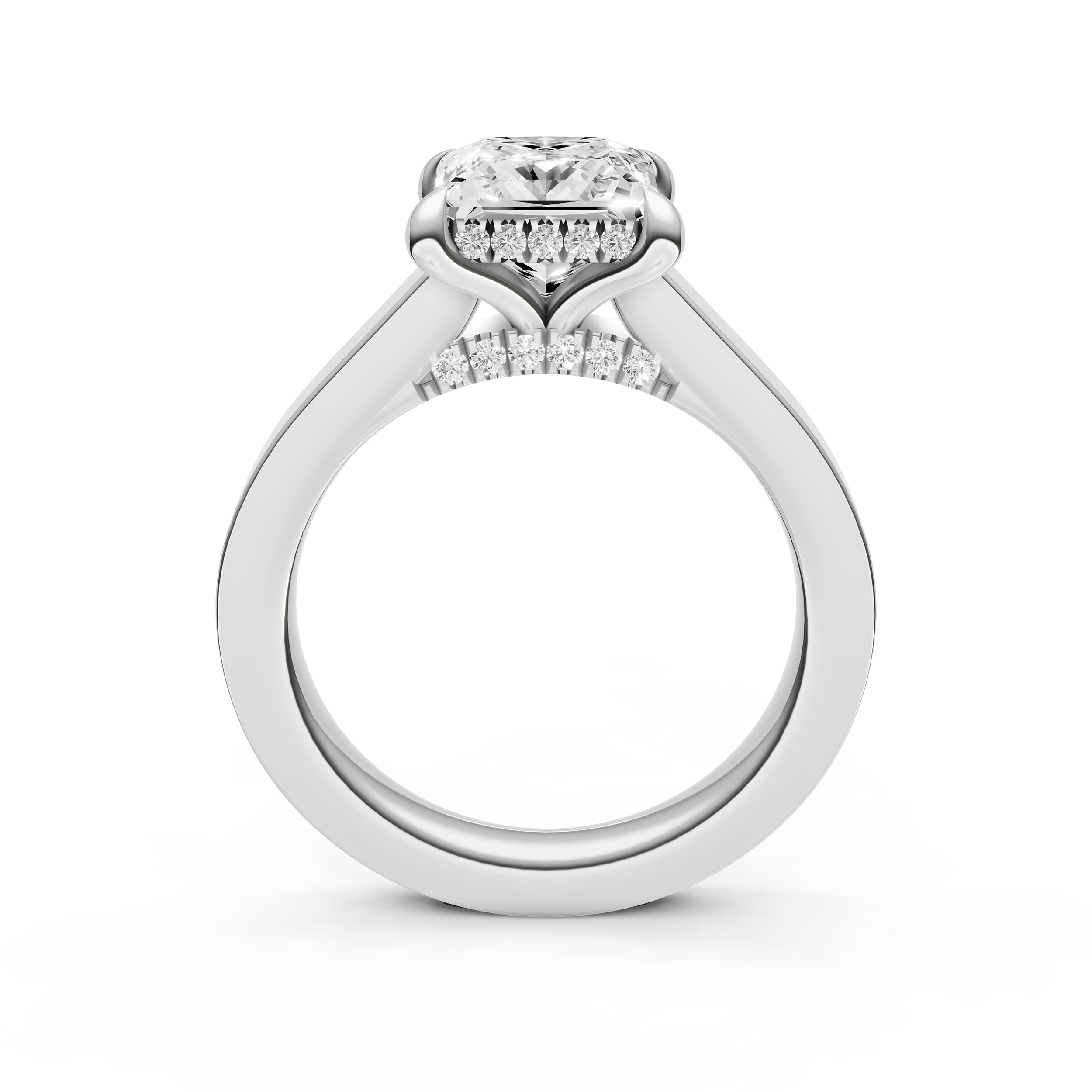 Diamond Bar Hidden Halo Engagement Ring (Princess Cut) Birmingham Jewelry Engagement Ring Birmingham Jewelry 