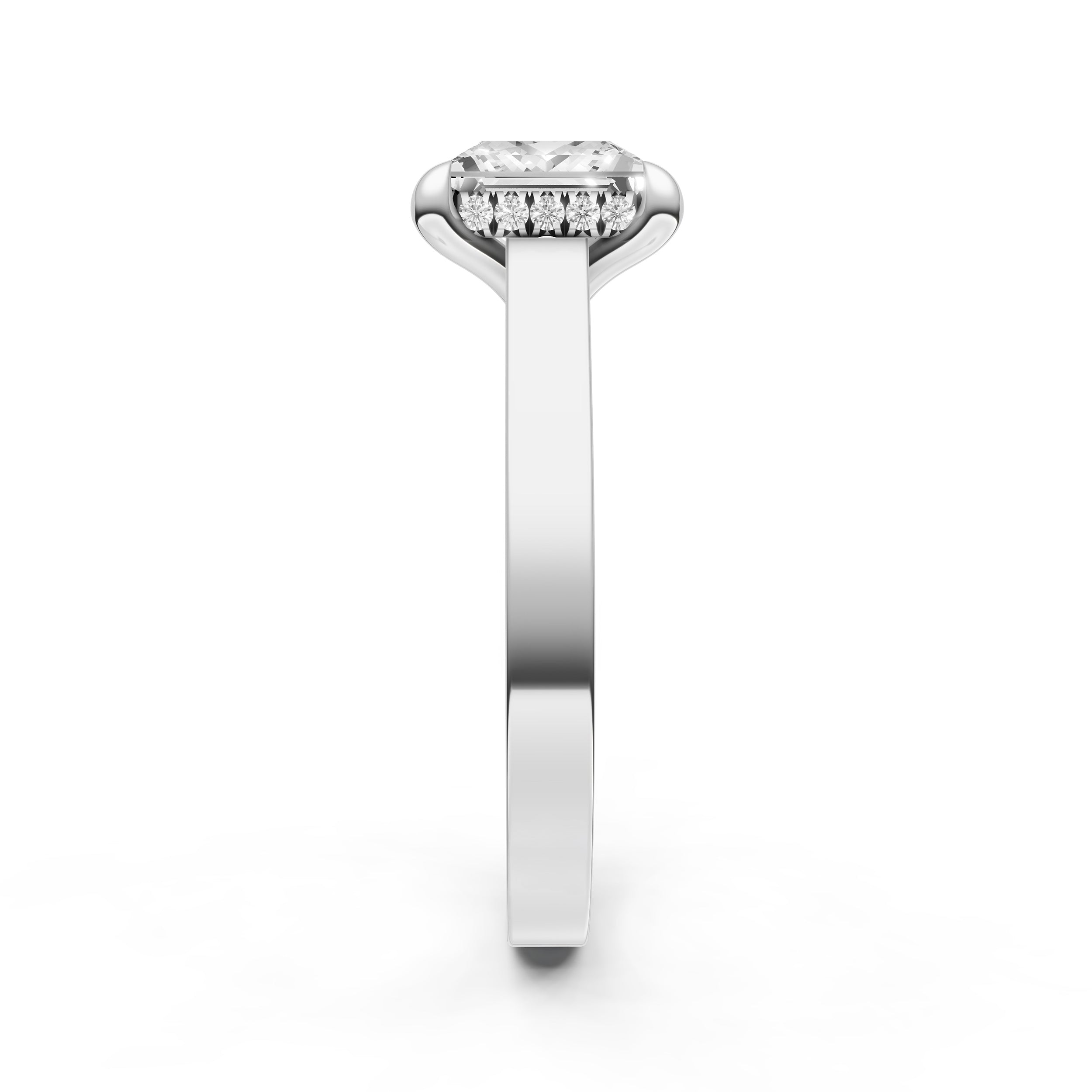 Diamond Bar Hidden Halo Engagement Ring (Princess Cut) Birmingham Jewelry Engagement Ring Birmingham Jewelry 