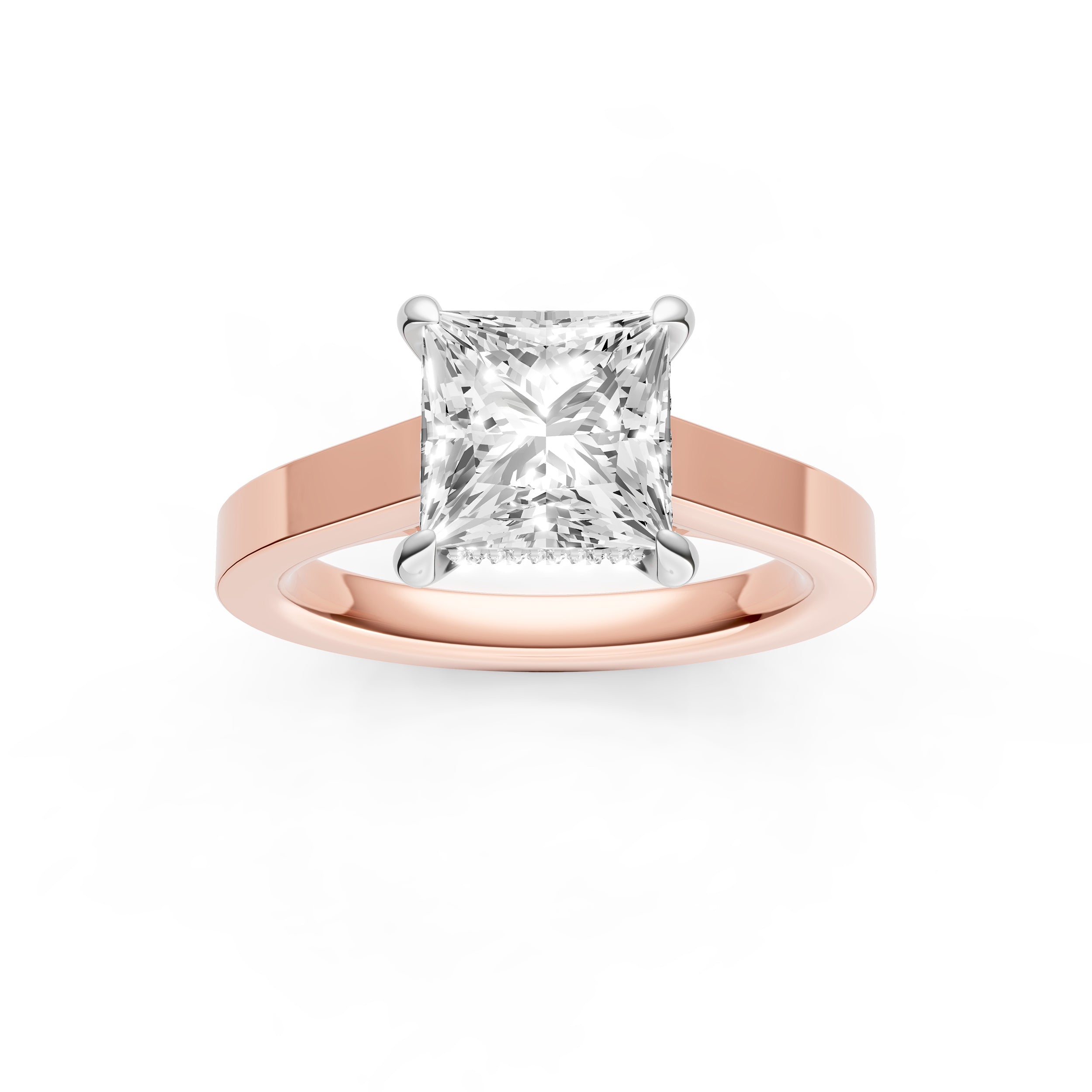 Diamond Bar Hidden Halo Engagement Ring (Princess Cut) Birmingham Jewelry Engagement Ring Birmingham Jewelry 