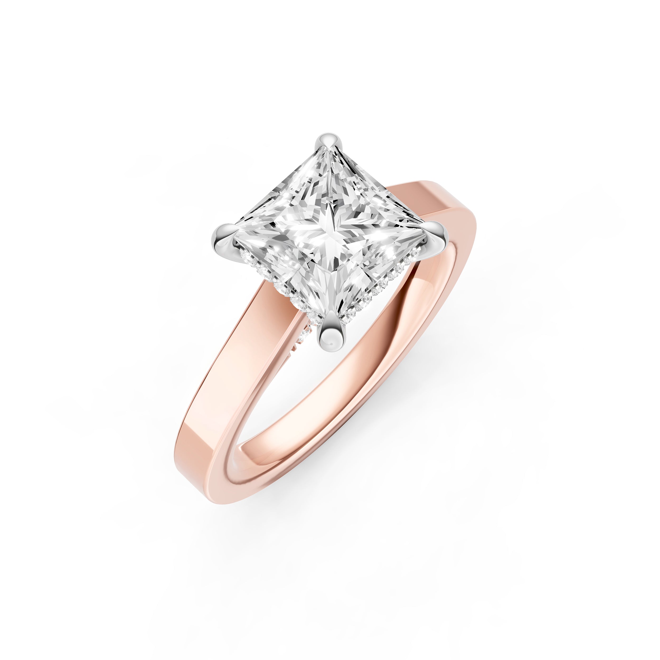 Diamond Bar Hidden Halo Engagement Ring (Princess Cut) Birmingham Jewelry Engagement Ring Birmingham Jewelry 