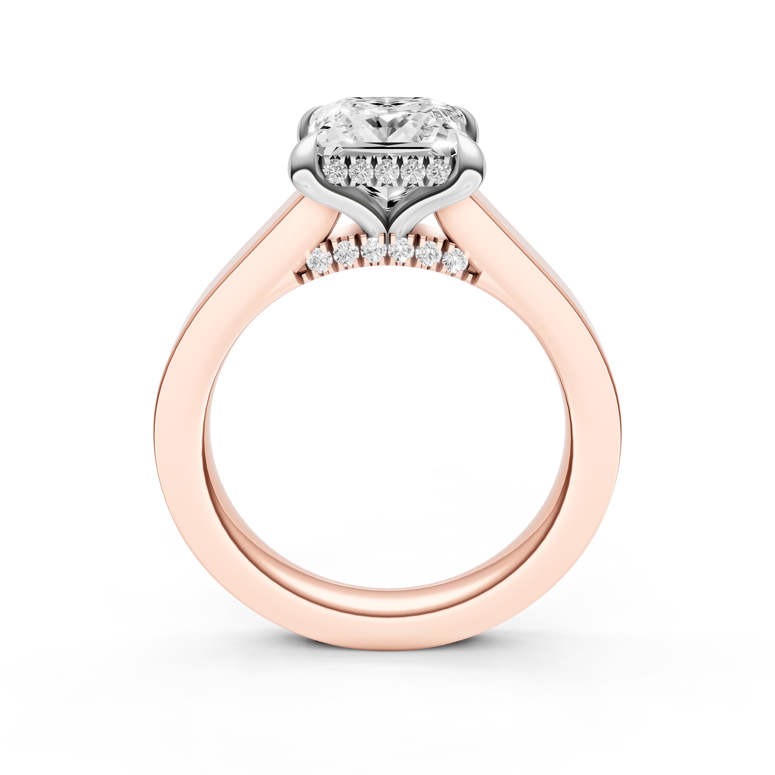 Diamond Bar Hidden Halo Engagement Ring (Princess Cut) Birmingham Jewelry Engagement Ring Birmingham Jewelry 