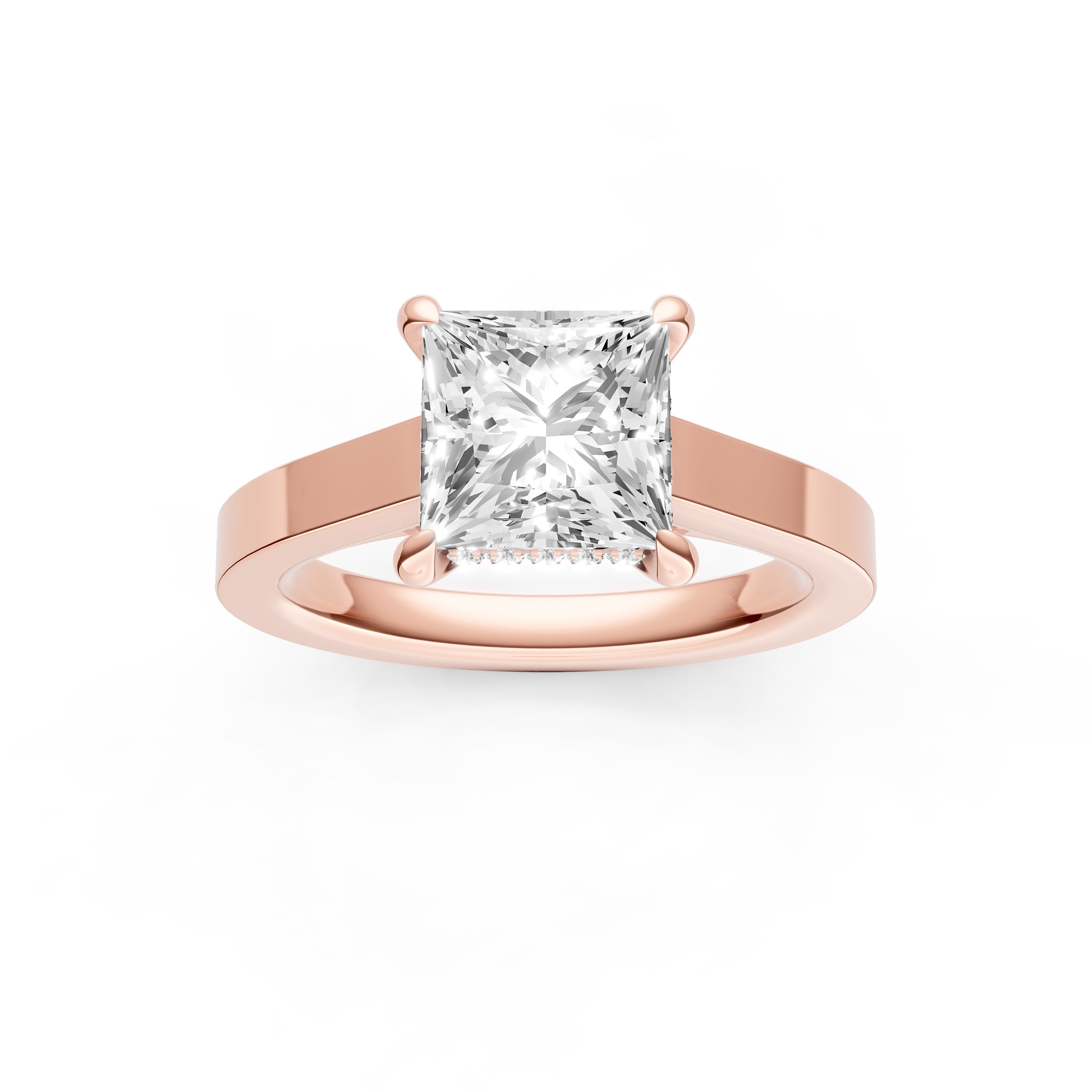Diamond Bar Hidden Halo Engagement Ring (Princess Cut) Birmingham Jewelry Engagement Ring Birmingham Jewelry 
