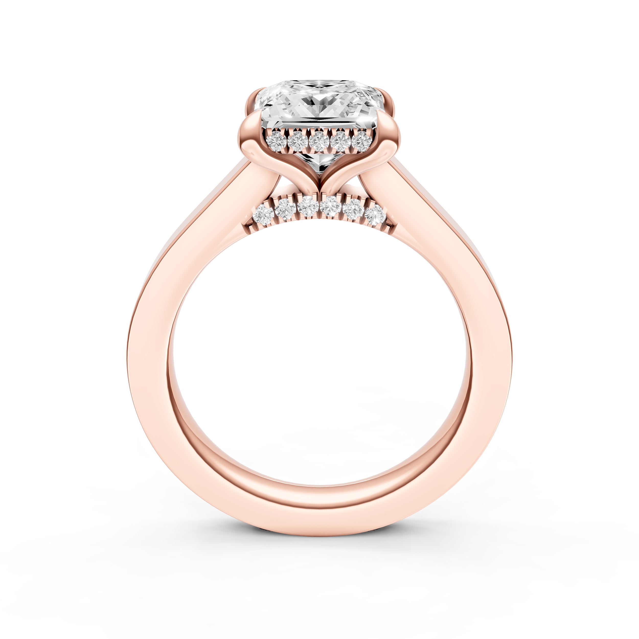 Diamond Bar Hidden Halo Engagement Ring (Princess Cut) Birmingham Jewelry Engagement Ring Birmingham Jewelry 