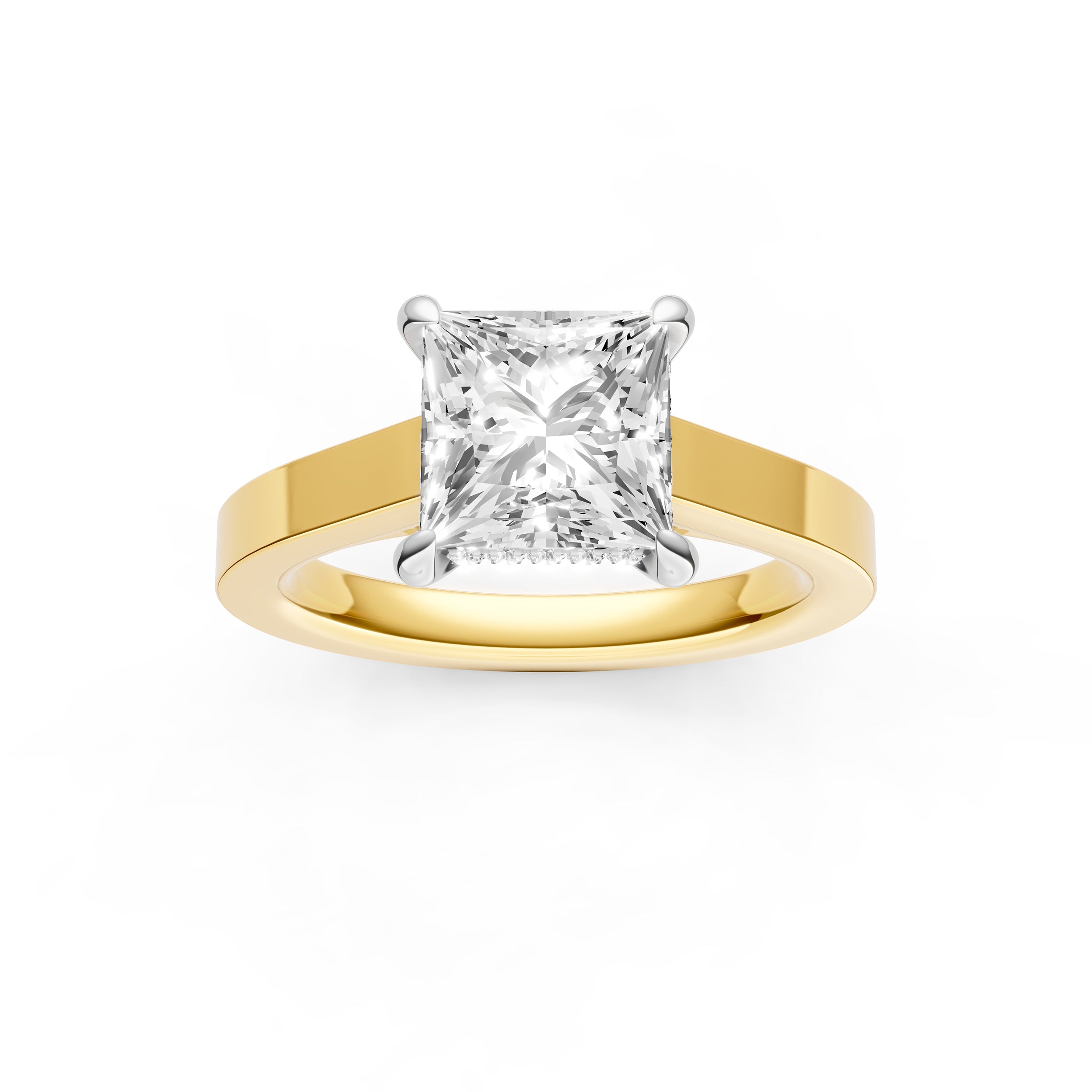 Diamond Bar Hidden Halo Engagement Ring (Princess Cut) Birmingham Jewelry Engagement Ring Birmingham Jewelry 
