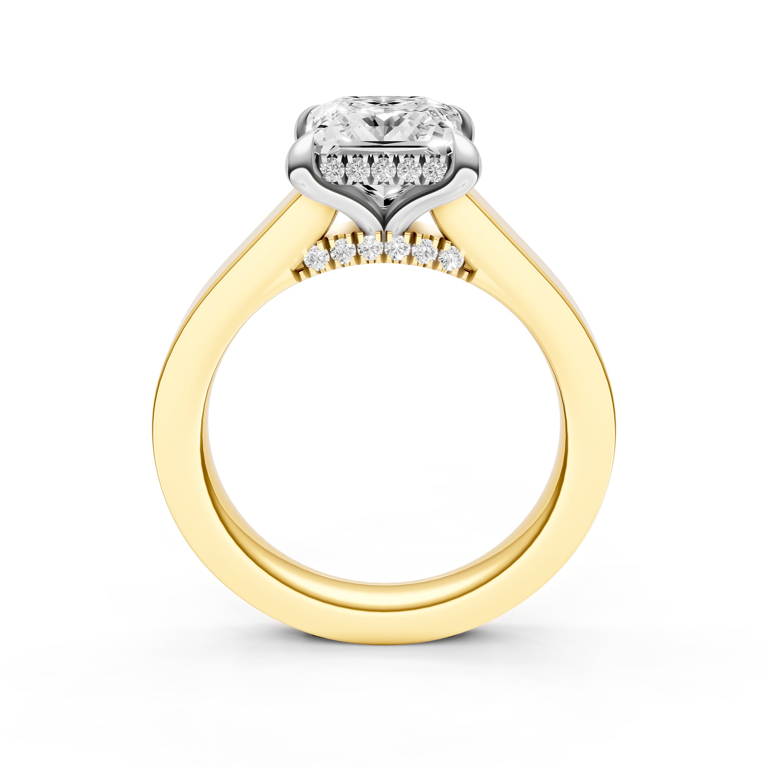 Diamond Bar Hidden Halo Engagement Ring (Princess Cut) Birmingham Jewelry Engagement Ring Birmingham Jewelry 