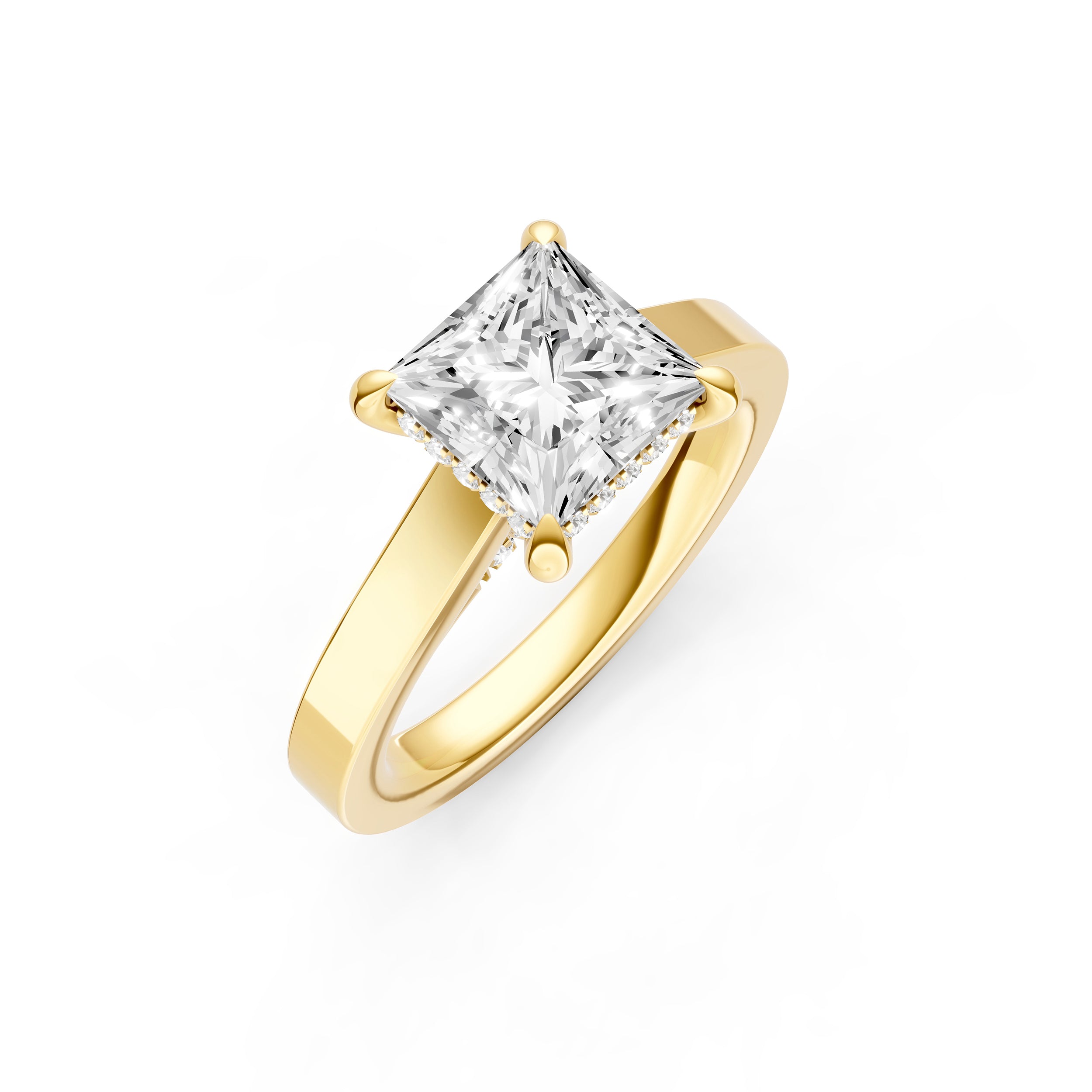 Diamond Bar Hidden Halo Engagement Ring (Princess Cut) Birmingham Jewelry Engagement Ring Birmingham Jewelry 