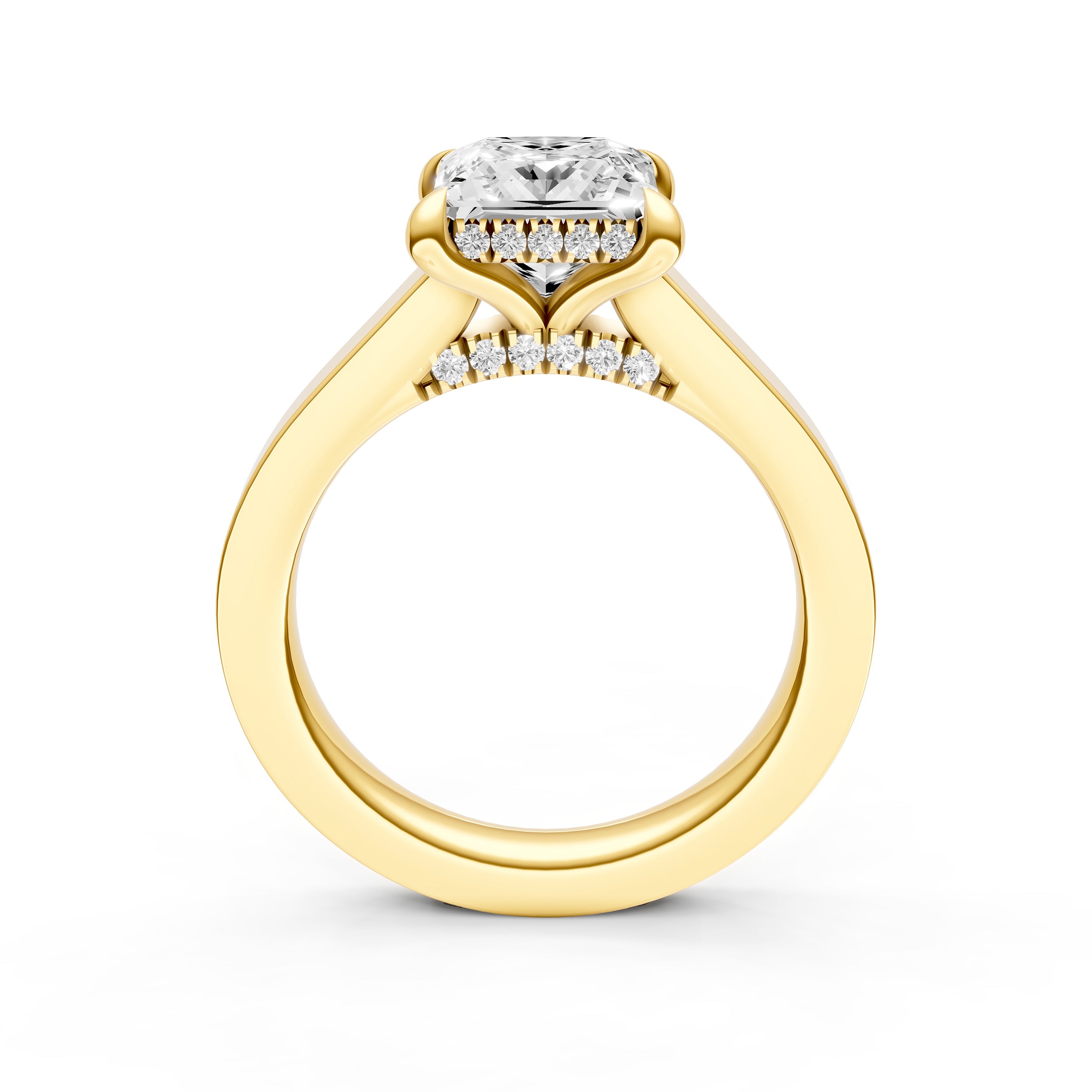 Diamond Bar Hidden Halo Engagement Ring (Princess Cut) Birmingham Jewelry Engagement Ring Birmingham Jewelry 