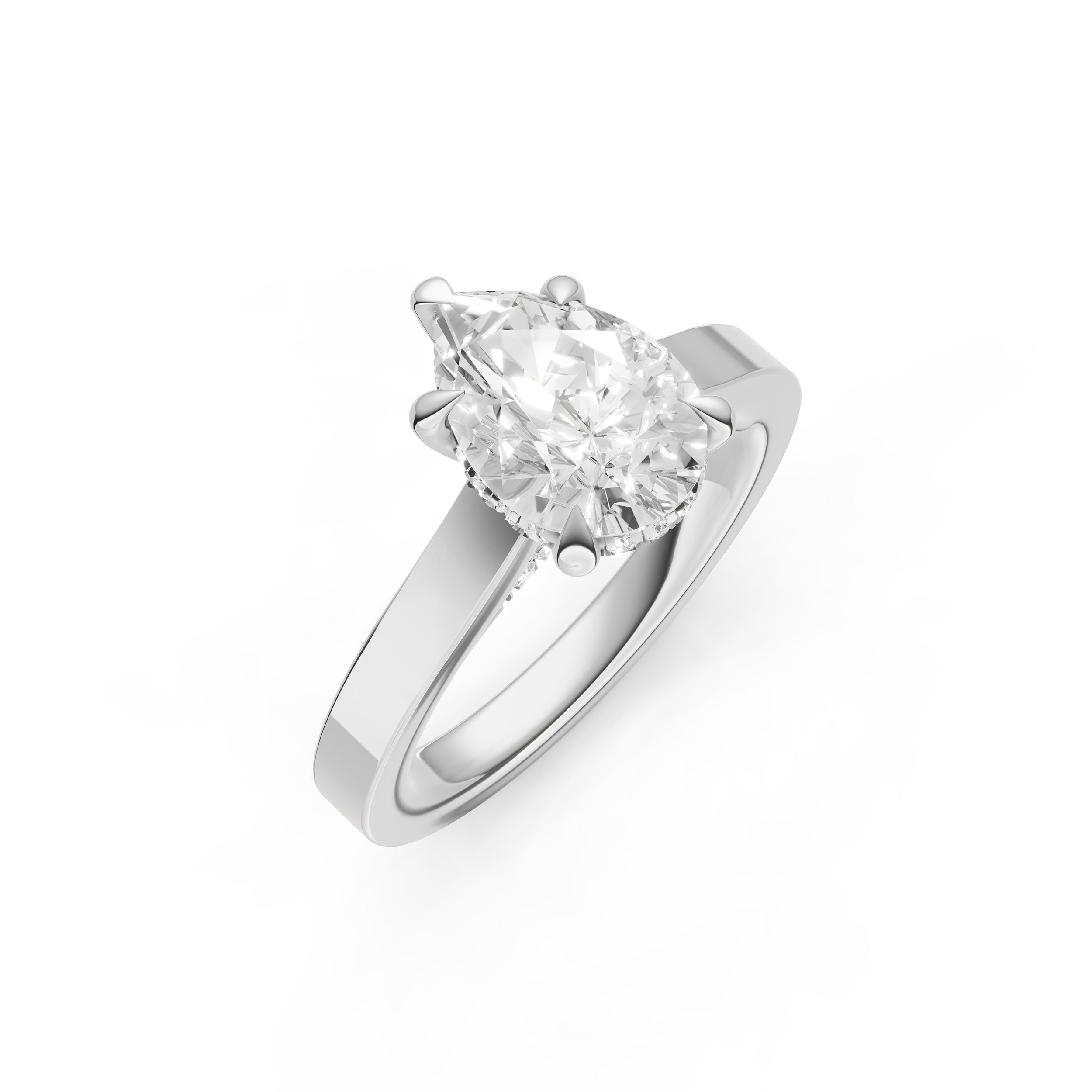 Diamond Bar Hidden Halo Engagement Ring (Pear Shape) Birmingham Jewelry Engagement Ring Birmingham Jewelry 