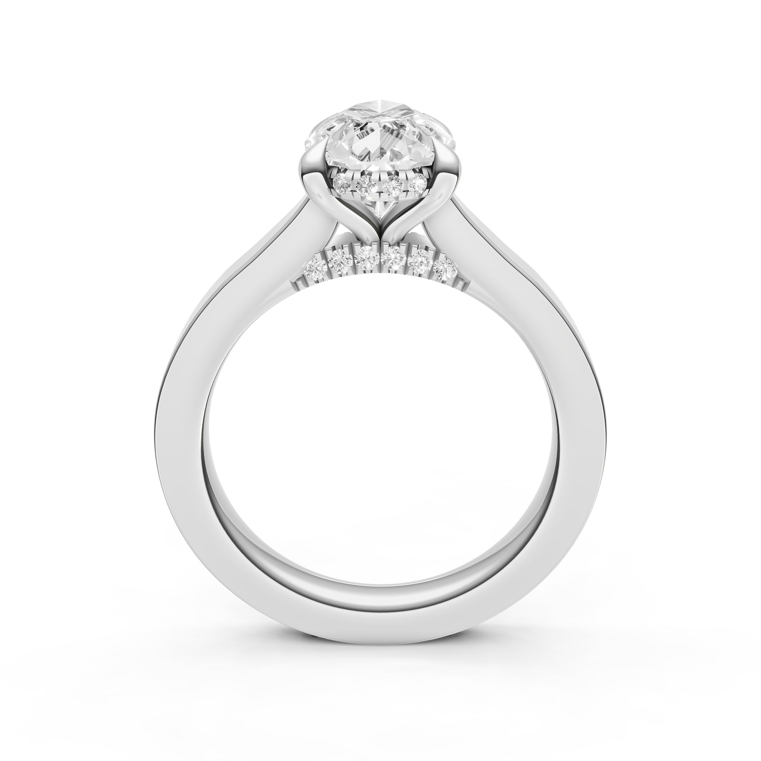 Diamond Bar Hidden Halo Engagement Ring (Pear Shape) Birmingham Jewelry Engagement Ring Birmingham Jewelry 