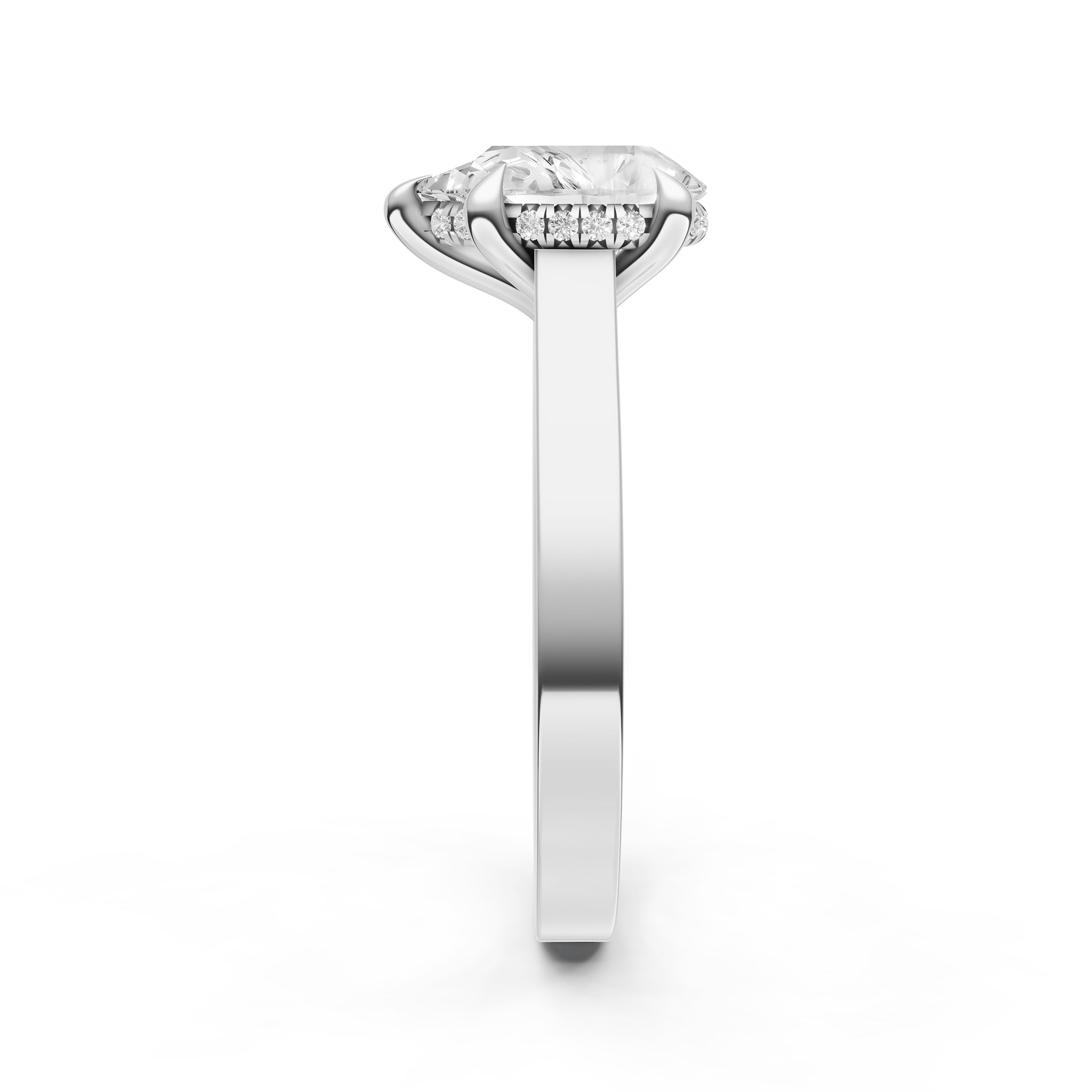 Diamond Bar Hidden Halo Engagement Ring (Pear Shape) Birmingham Jewelry Engagement Ring Birmingham Jewelry 