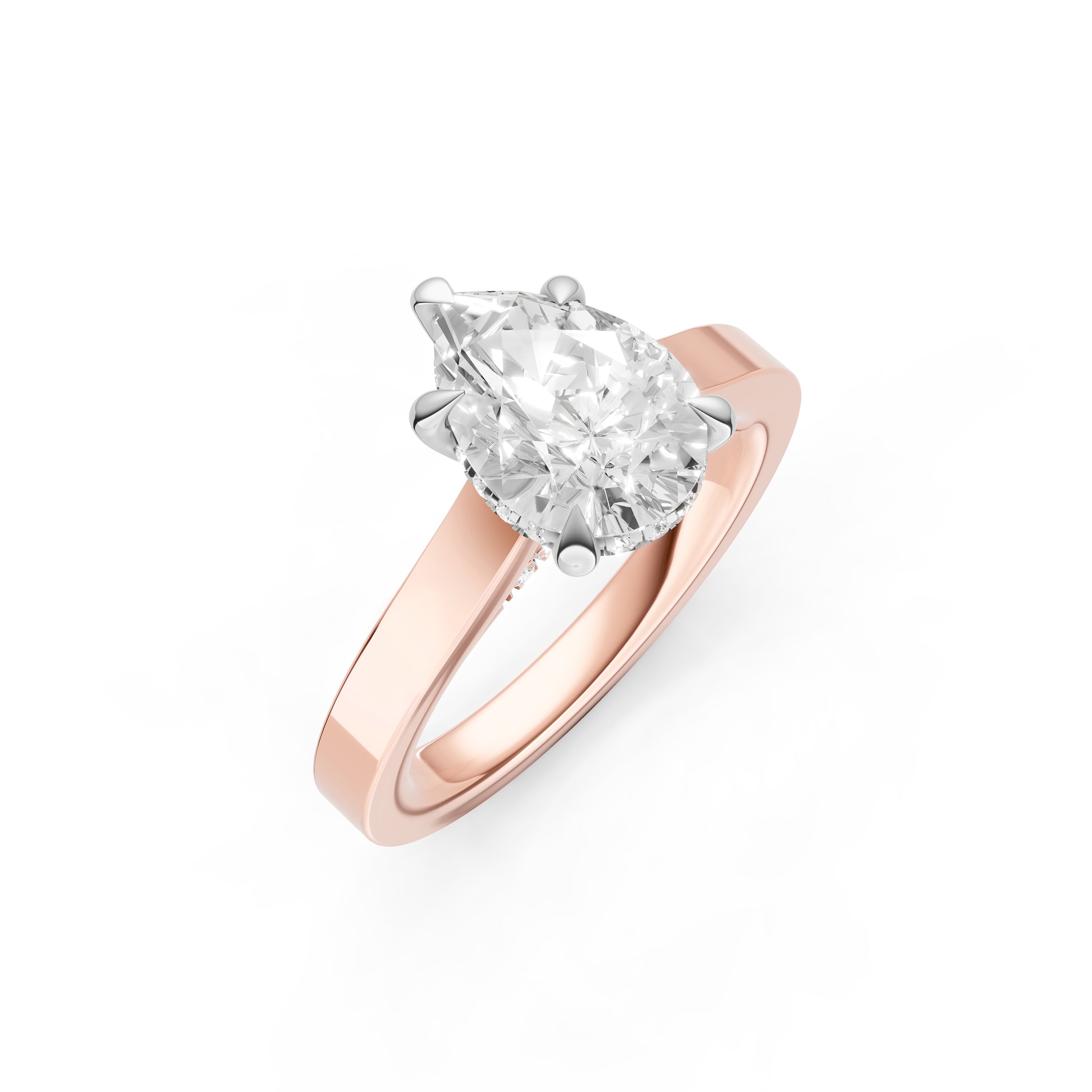 Diamond Bar Hidden Halo Engagement Ring (Pear Shape) Birmingham Jewelry Engagement Ring Birmingham Jewelry 
