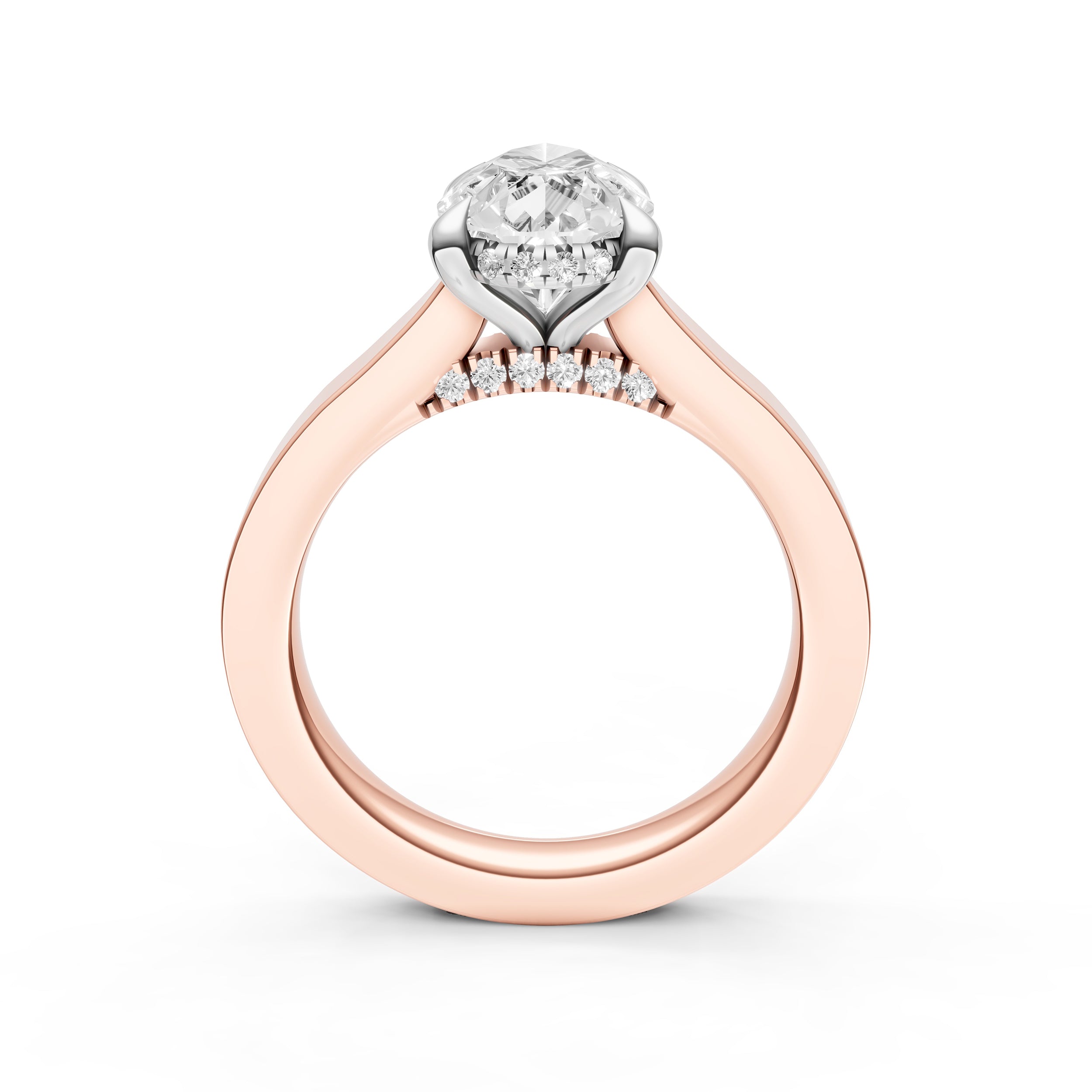 Diamond Bar Hidden Halo Engagement Ring (Pear Shape) Birmingham Jewelry Engagement Ring Birmingham Jewelry 
