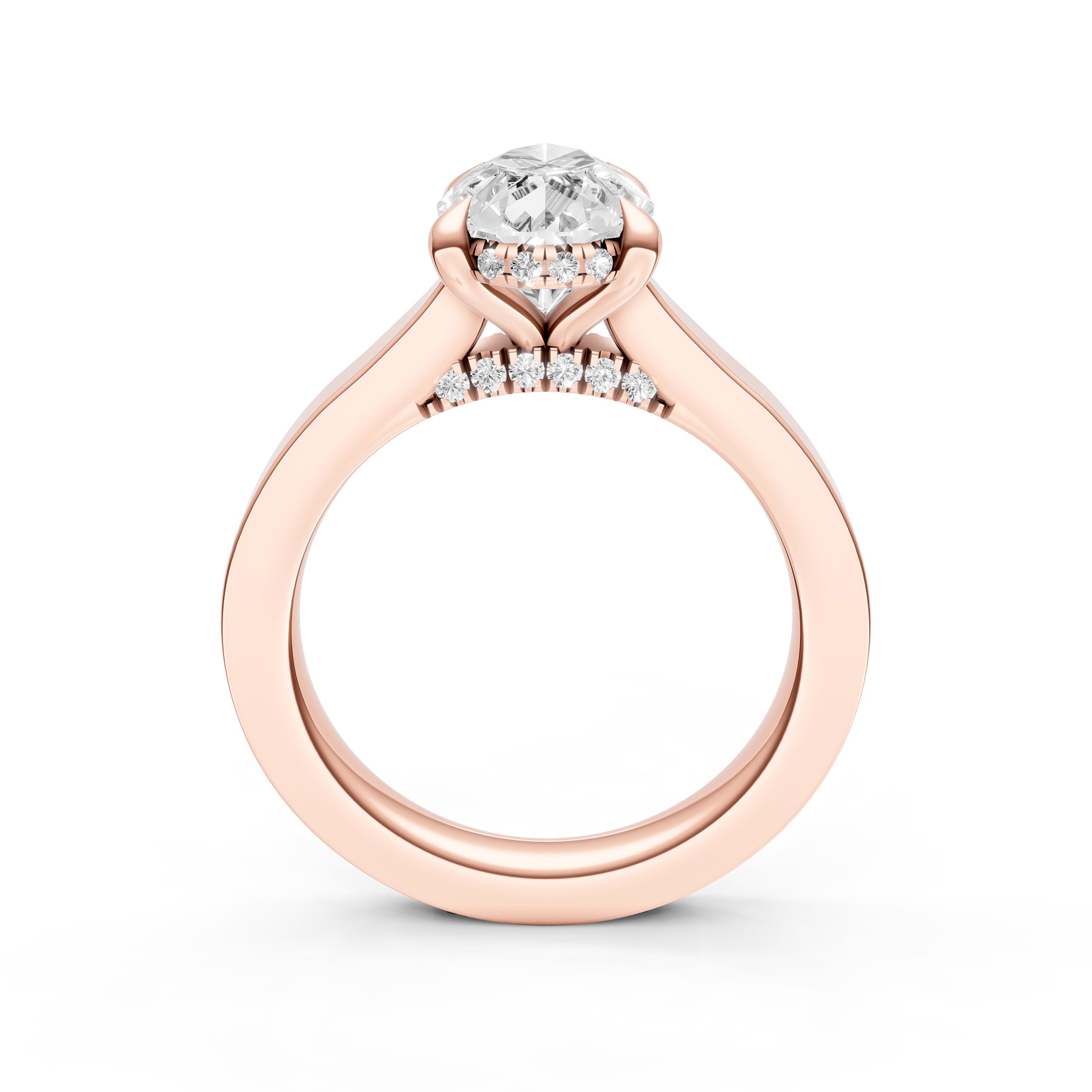 Diamond Bar Hidden Halo Engagement Ring (Pear Shape) Birmingham Jewelry Engagement Ring Birmingham Jewelry 