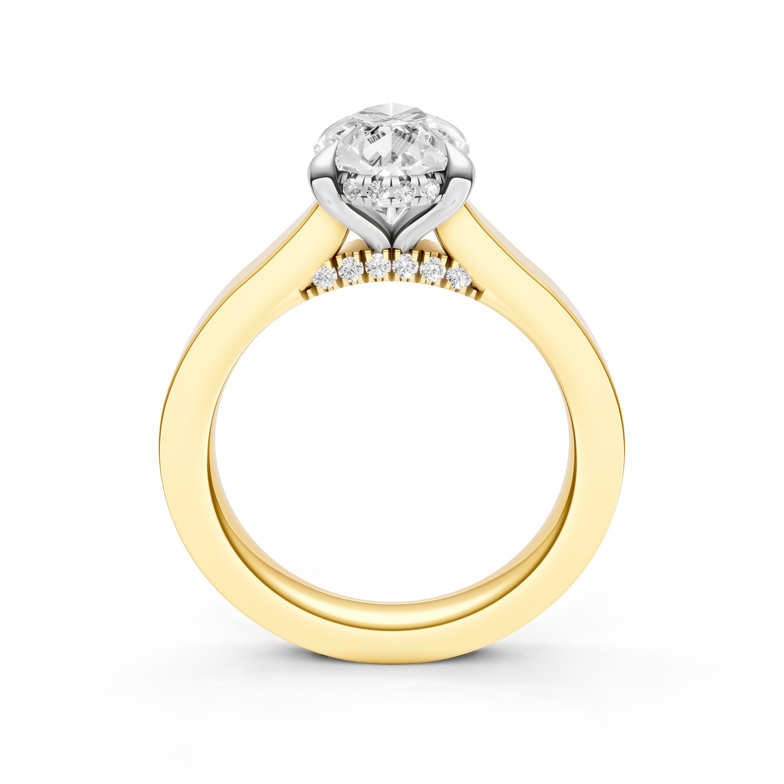 Diamond Bar Hidden Halo Engagement Ring (Pear Shape) Birmingham Jewelry Engagement Ring Birmingham Jewelry 