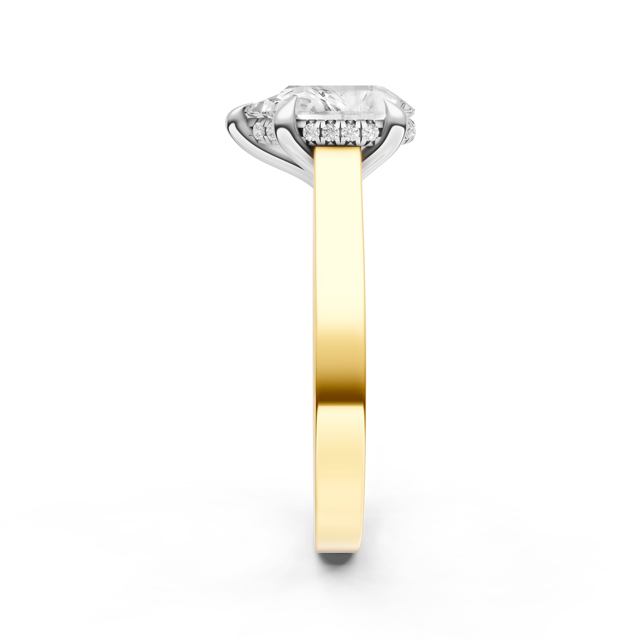 Diamond Bar Hidden Halo Engagement Ring (Pear Shape) Birmingham Jewelry Engagement Ring Birmingham Jewelry 