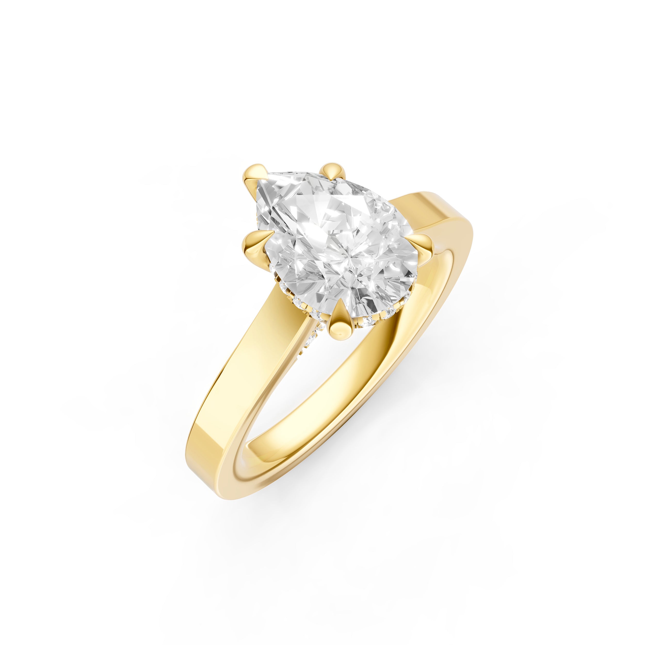 Diamond Bar Hidden Halo Engagement Ring (Pear Shape) Birmingham Jewelry Engagement Ring Birmingham Jewelry 