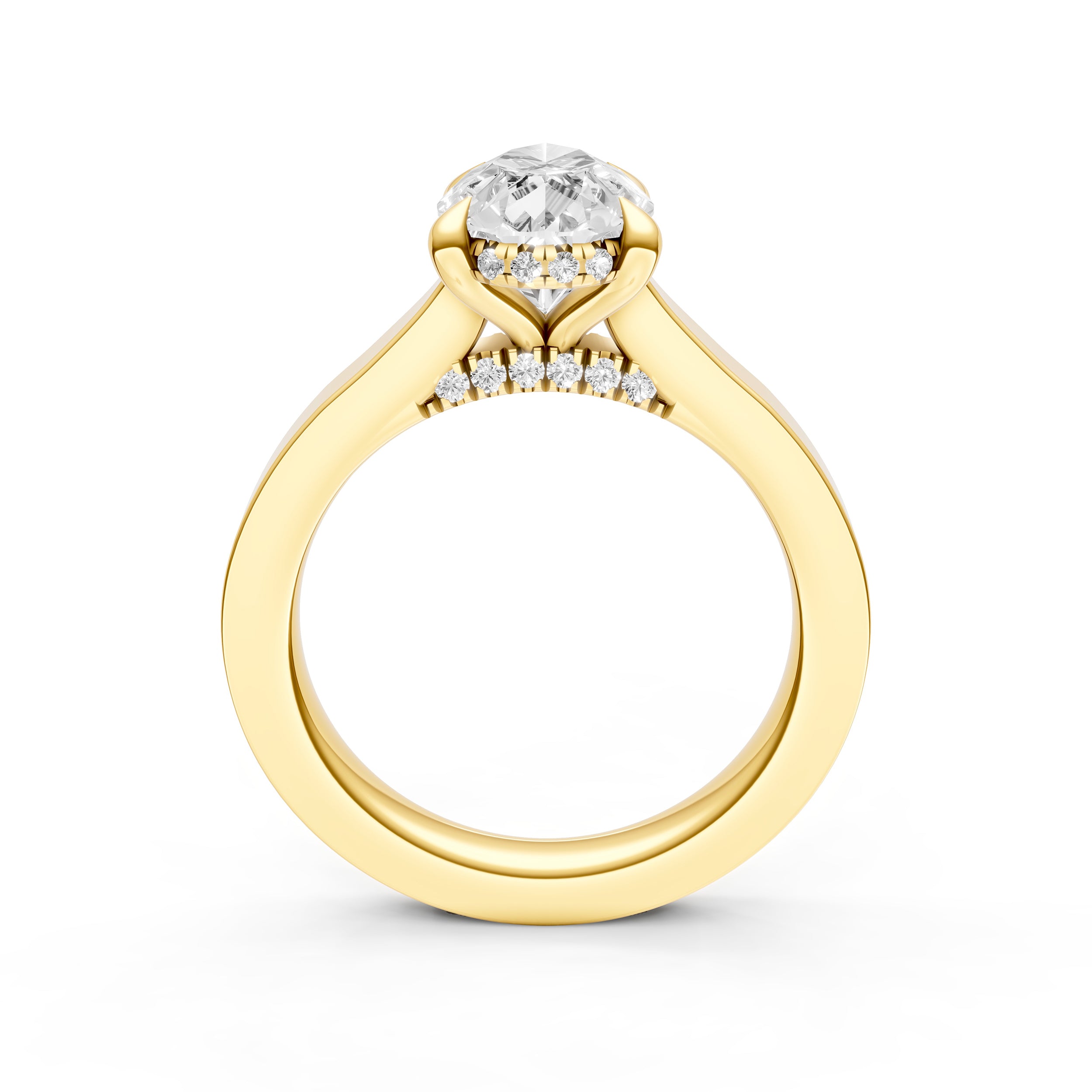 Diamond Bar Hidden Halo Engagement Ring (Pear Shape) Birmingham Jewelry Engagement Ring Birmingham Jewelry 