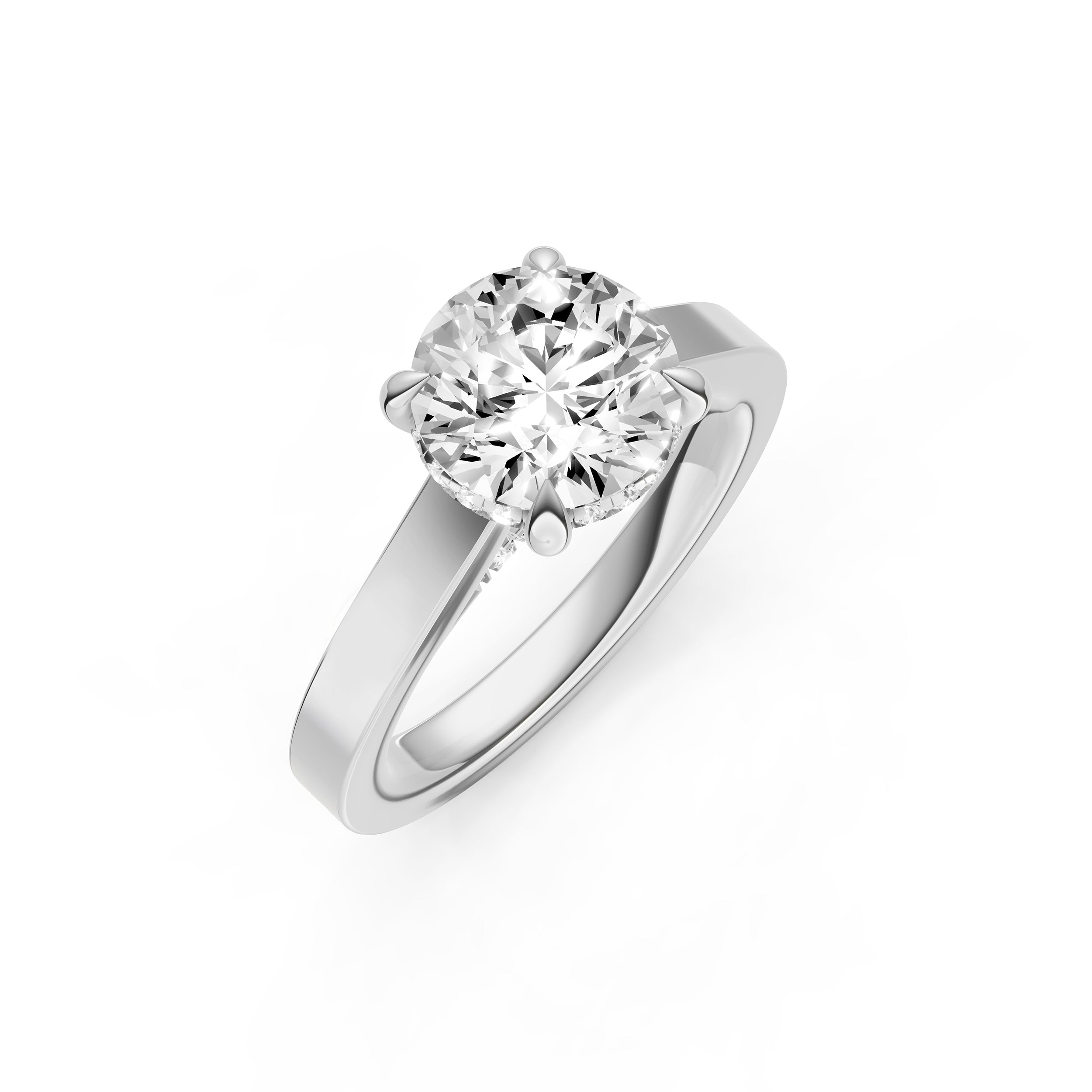 Diamond Bar Hidden Halo Engagement Ring (Round) Birmingham Jewelry Engagement Ring Birmingham Jewelry 