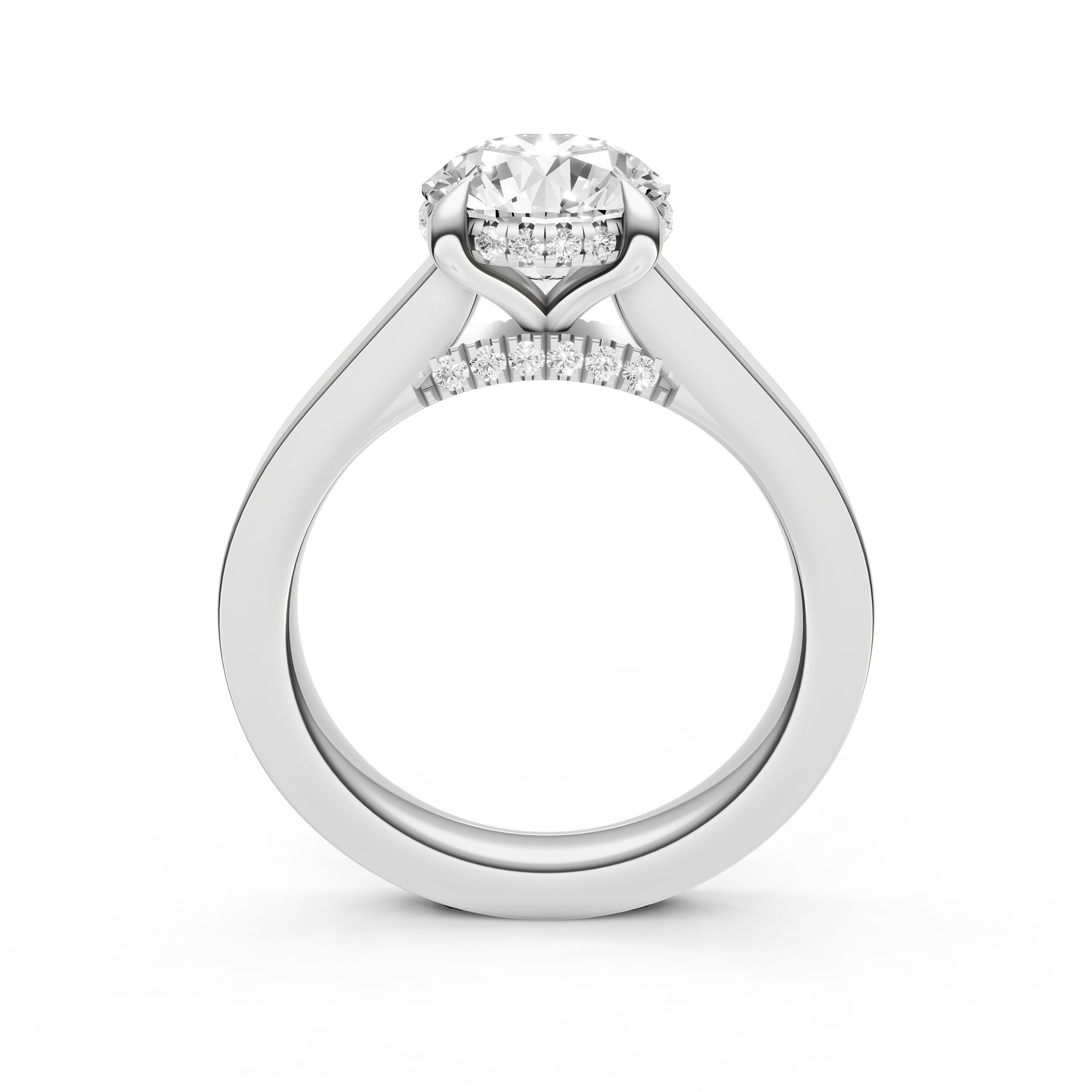 Diamond Bar Hidden Halo Engagement Ring (Round) Birmingham Jewelry Engagement Ring Birmingham Jewelry 