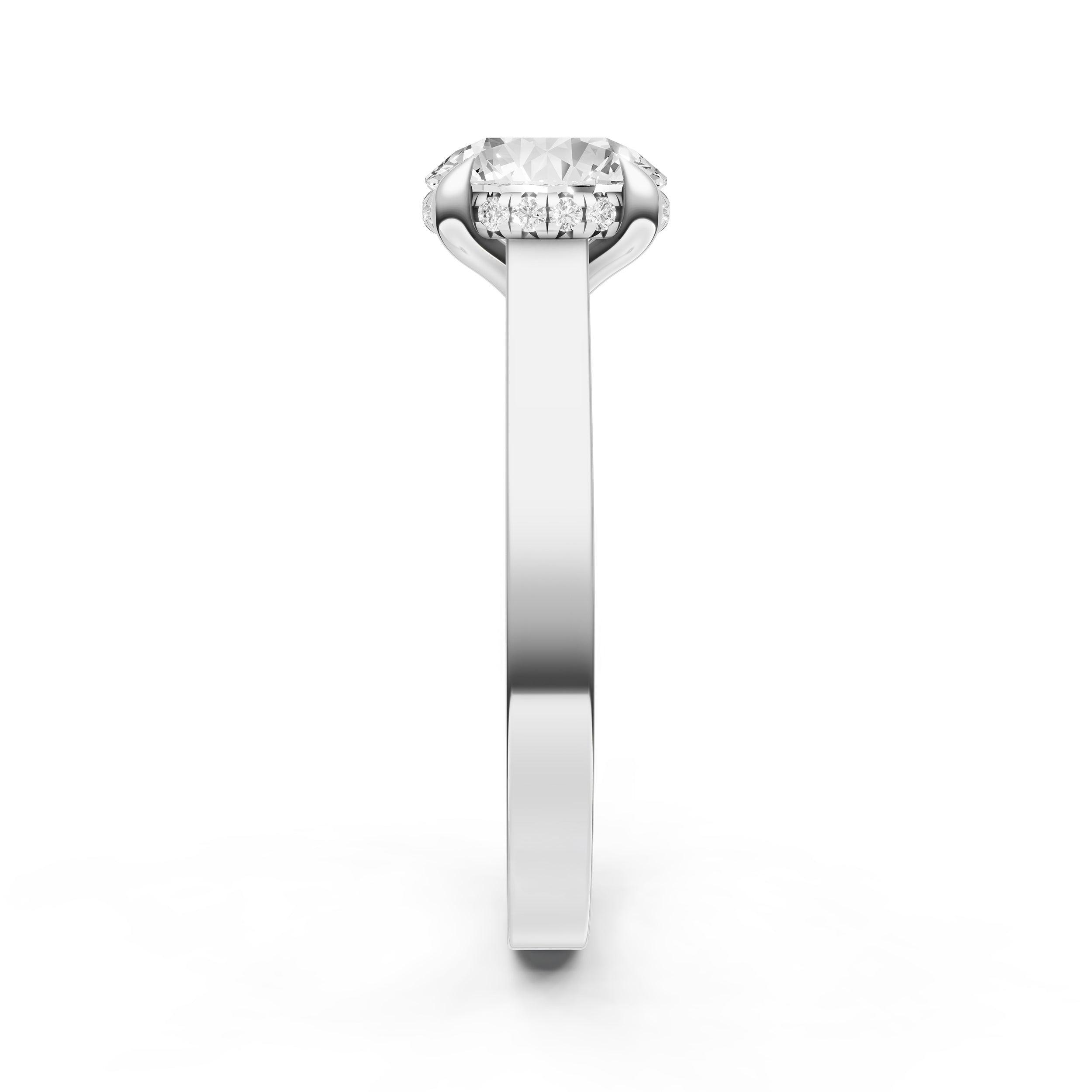 Diamond Bar Hidden Halo Engagement Ring (Round) Birmingham Jewelry Engagement Ring Birmingham Jewelry 