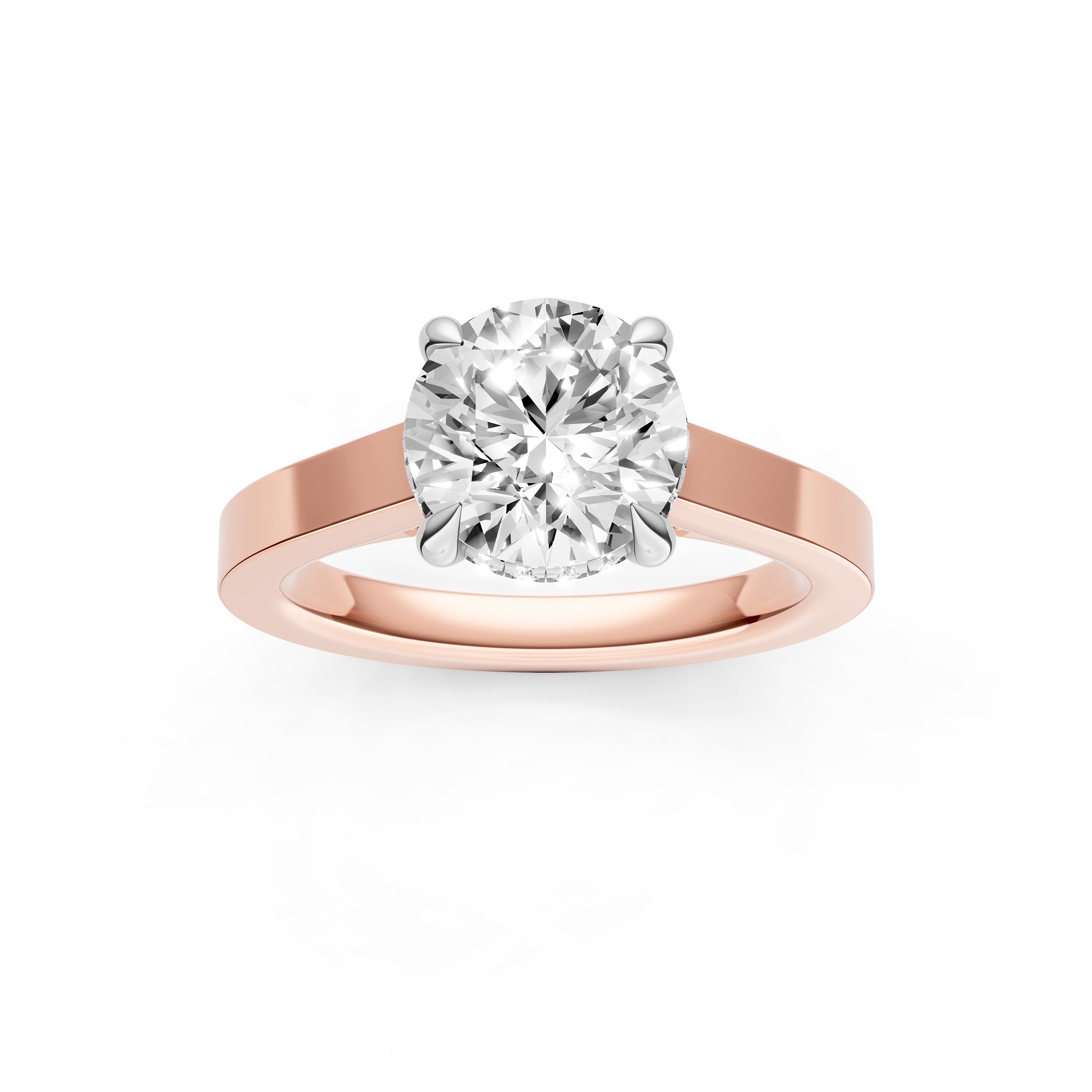 Diamond Bar Hidden Halo Engagement Ring (Round) Birmingham Jewelry Engagement Ring Birmingham Jewelry 