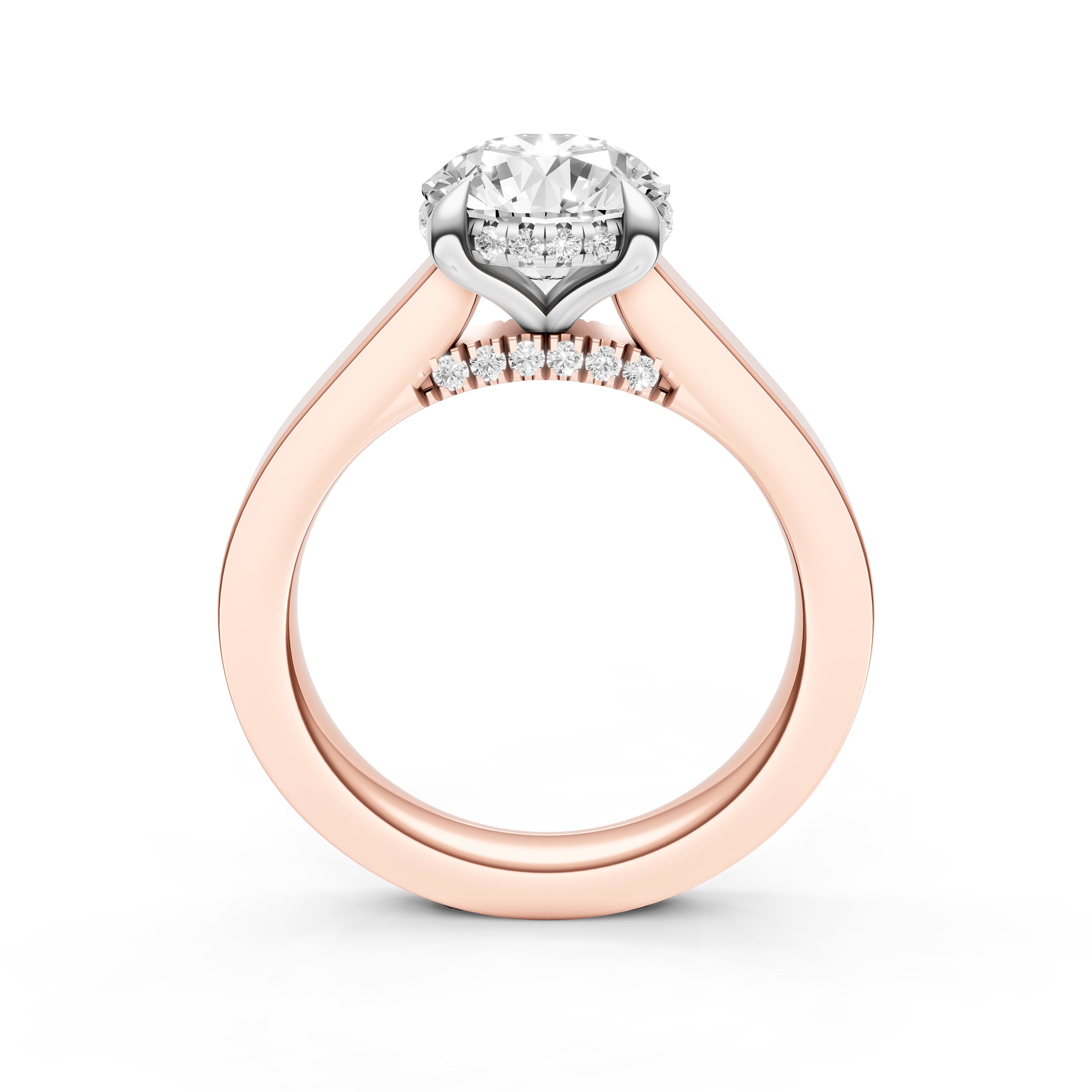 Diamond Bar Hidden Halo Engagement Ring (Round) Birmingham Jewelry Engagement Ring Birmingham Jewelry 