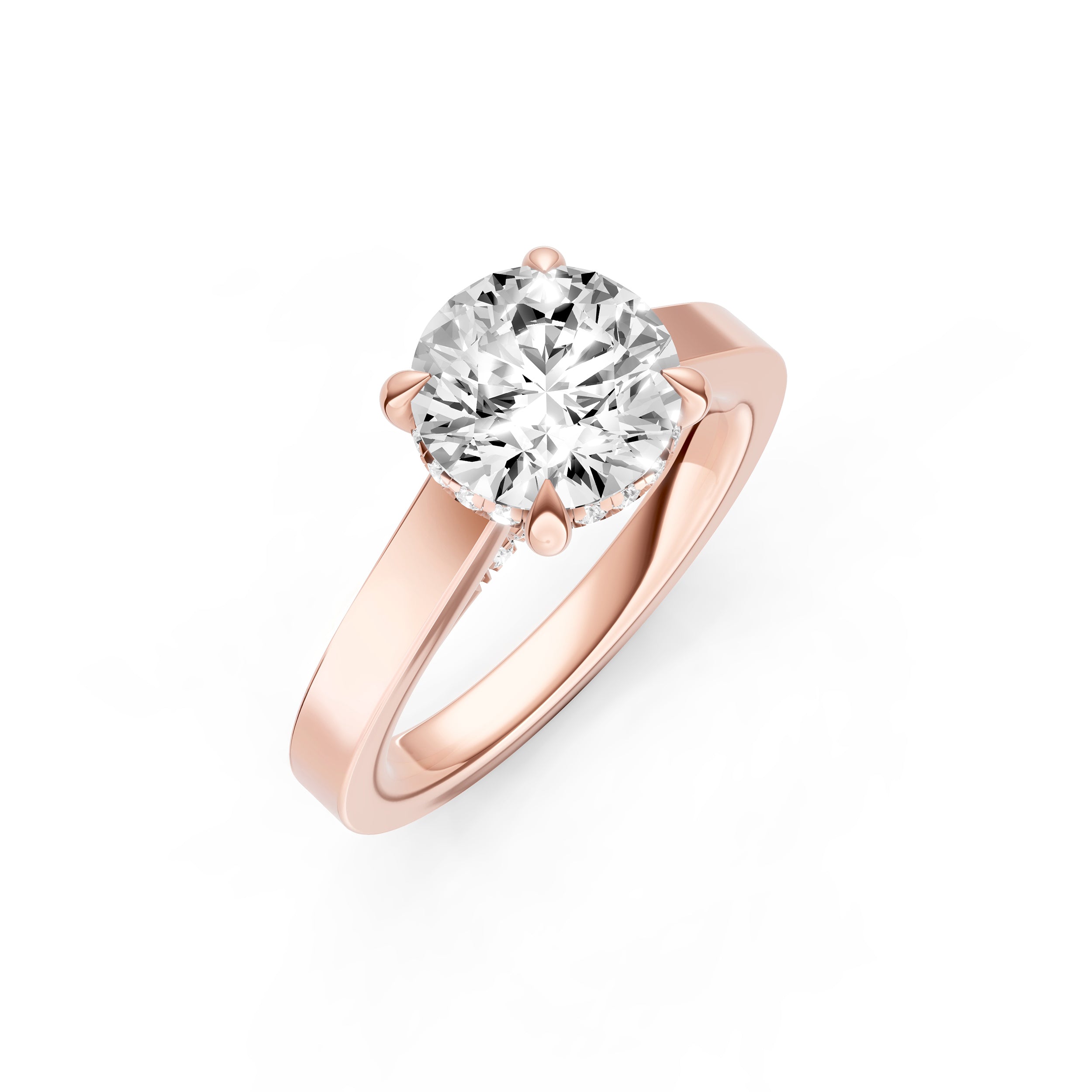 Diamond Bar Hidden Halo Engagement Ring (Round) Birmingham Jewelry Engagement Ring Birmingham Jewelry 