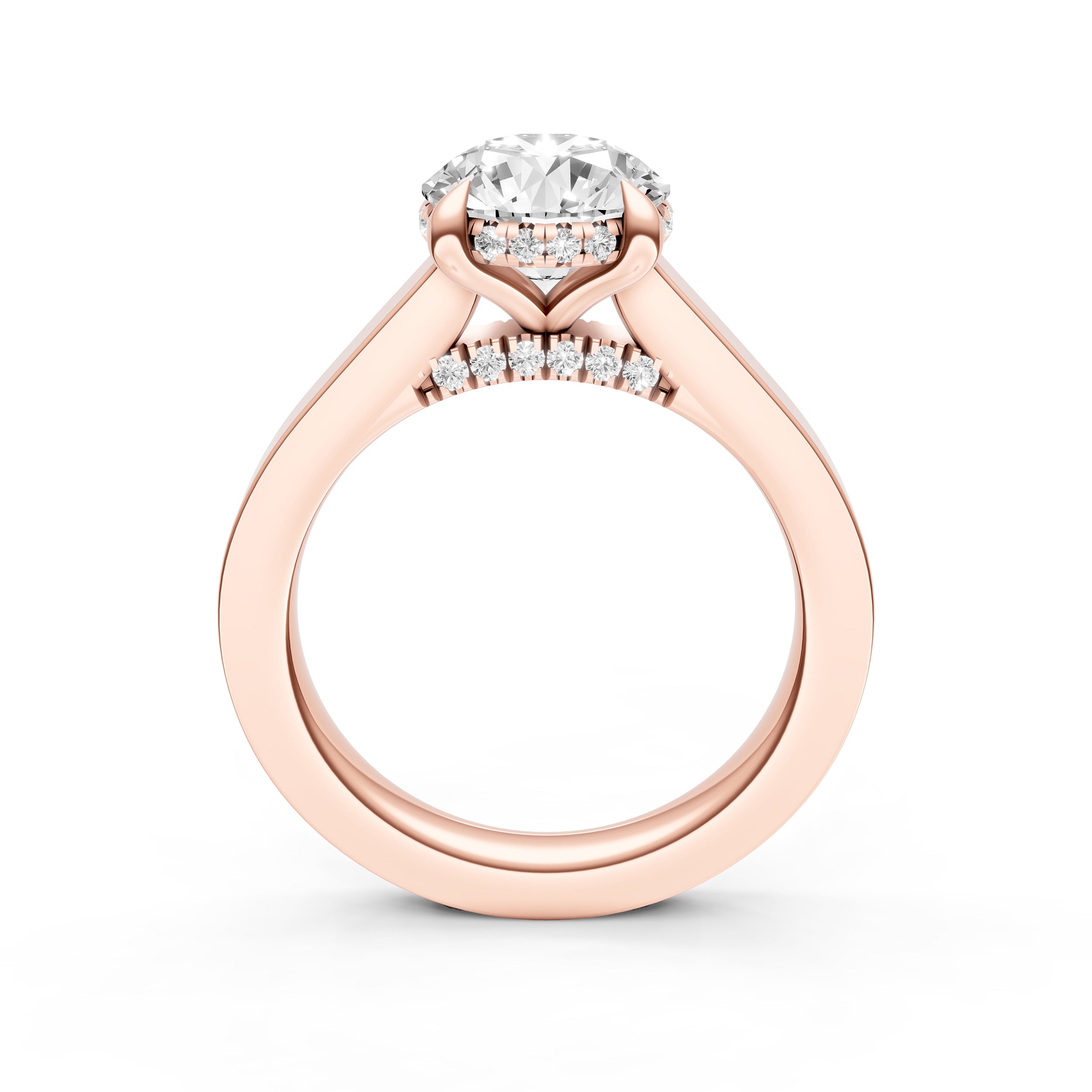 Diamond Bar Hidden Halo Engagement Ring (Round) Birmingham Jewelry Engagement Ring Birmingham Jewelry 