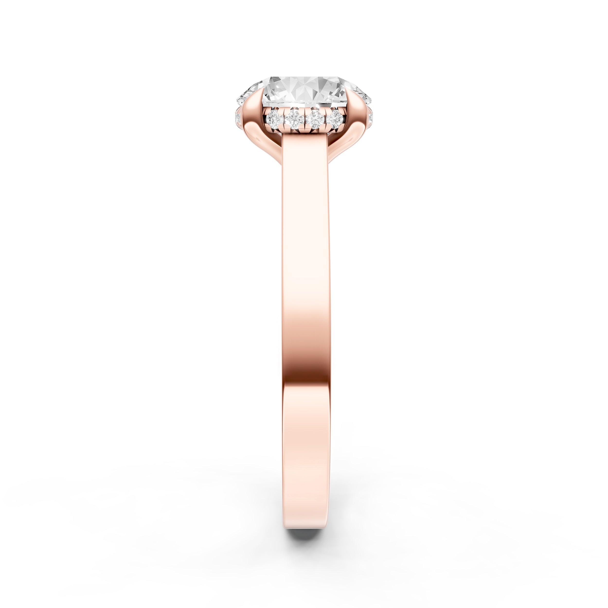 Diamond Bar Hidden Halo Engagement Ring (Round) Birmingham Jewelry Engagement Ring Birmingham Jewelry 