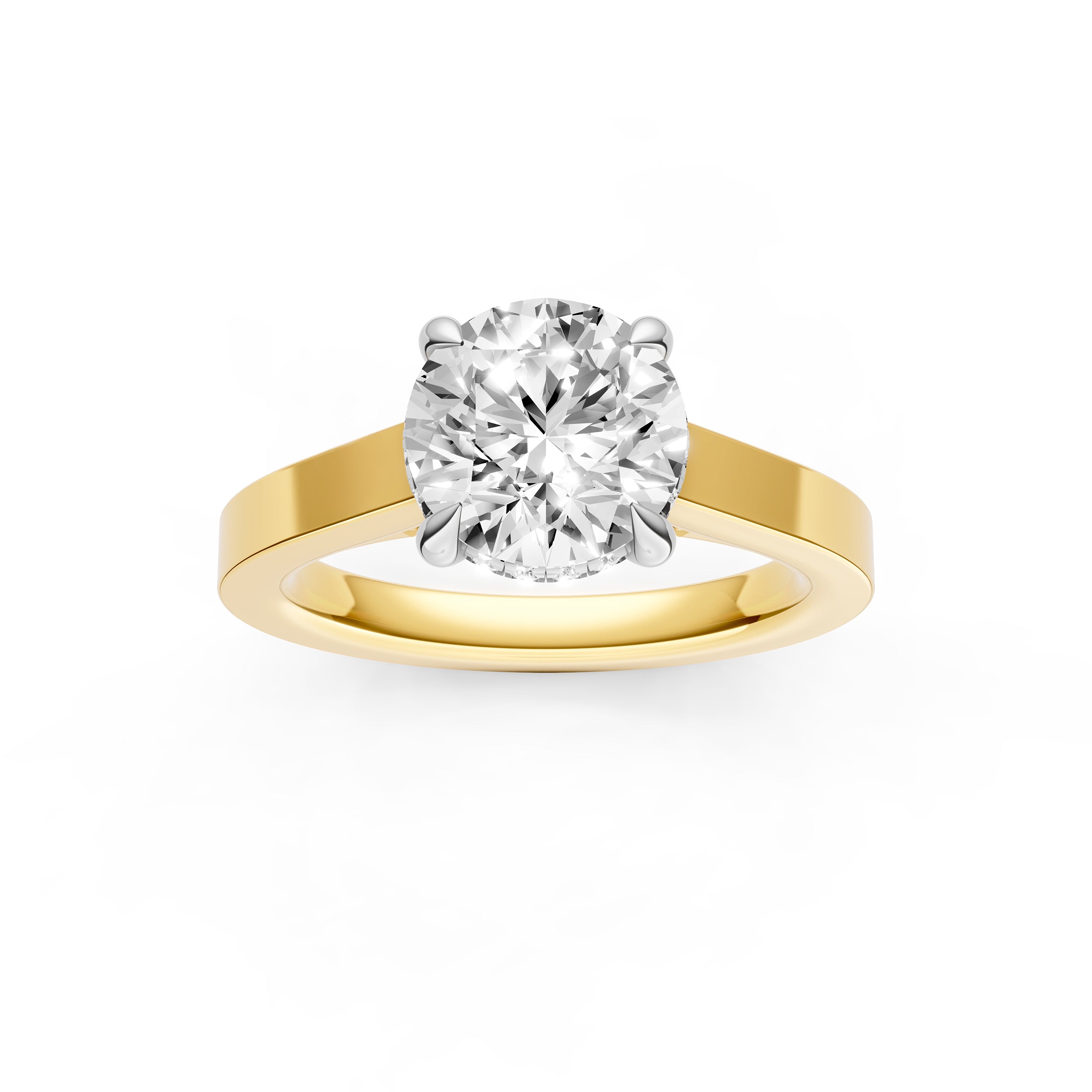 Diamond Bar Hidden Halo Engagement Ring (Round) Birmingham Jewelry Engagement Ring Birmingham Jewelry 