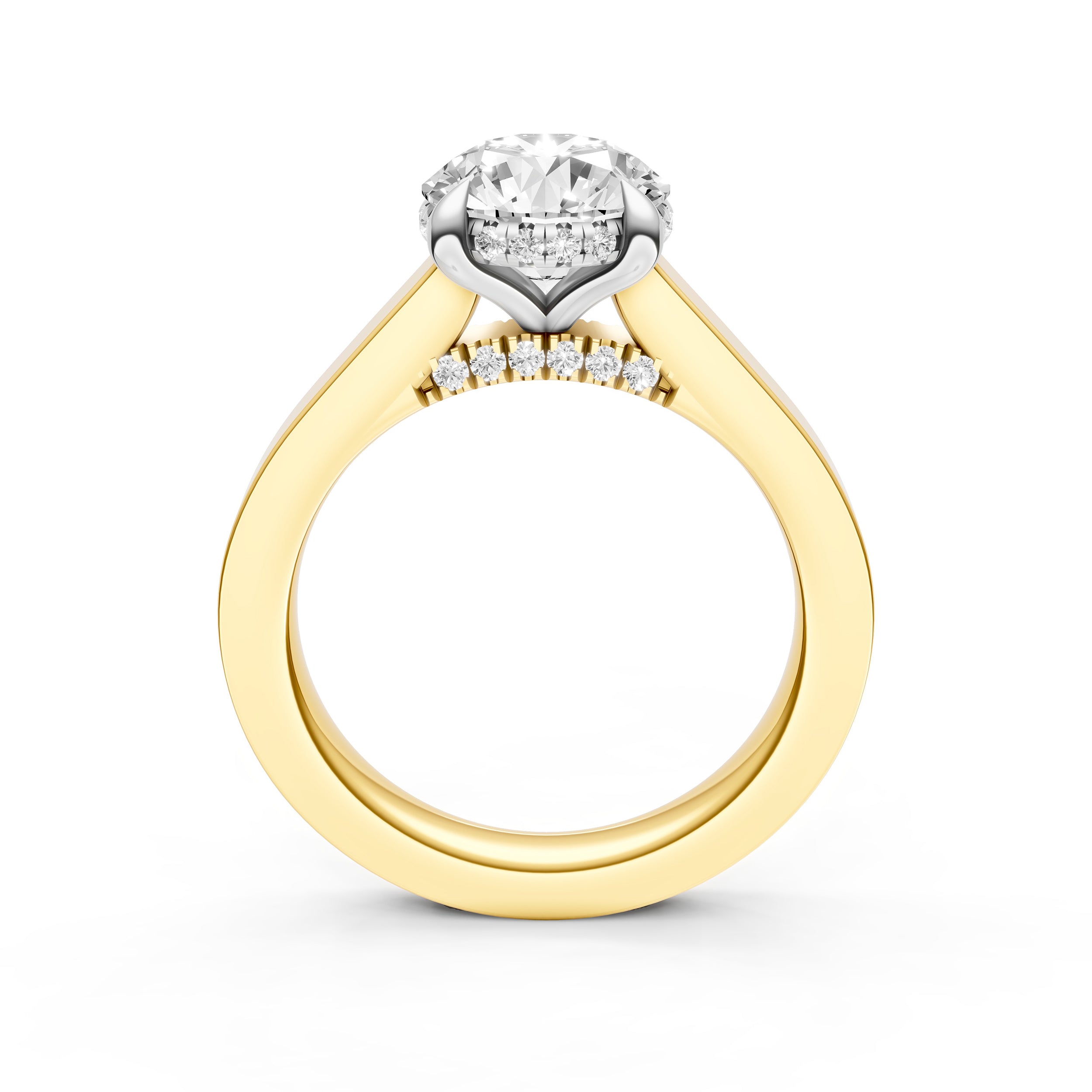 Diamond Bar Hidden Halo Engagement Ring (Round) Birmingham Jewelry Engagement Ring Birmingham Jewelry 