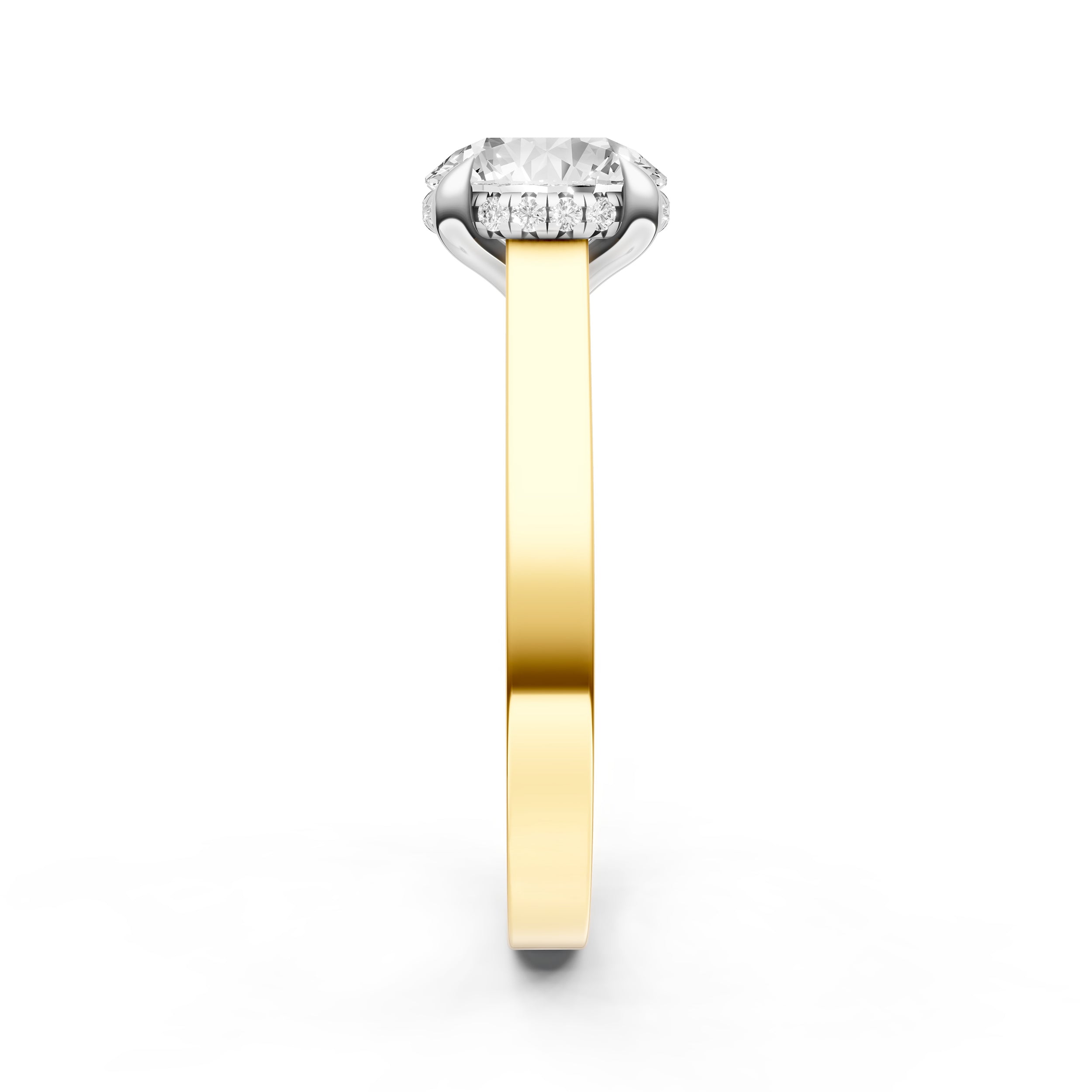 Diamond Bar Hidden Halo Engagement Ring (Round) Birmingham Jewelry Engagement Ring Birmingham Jewelry 
