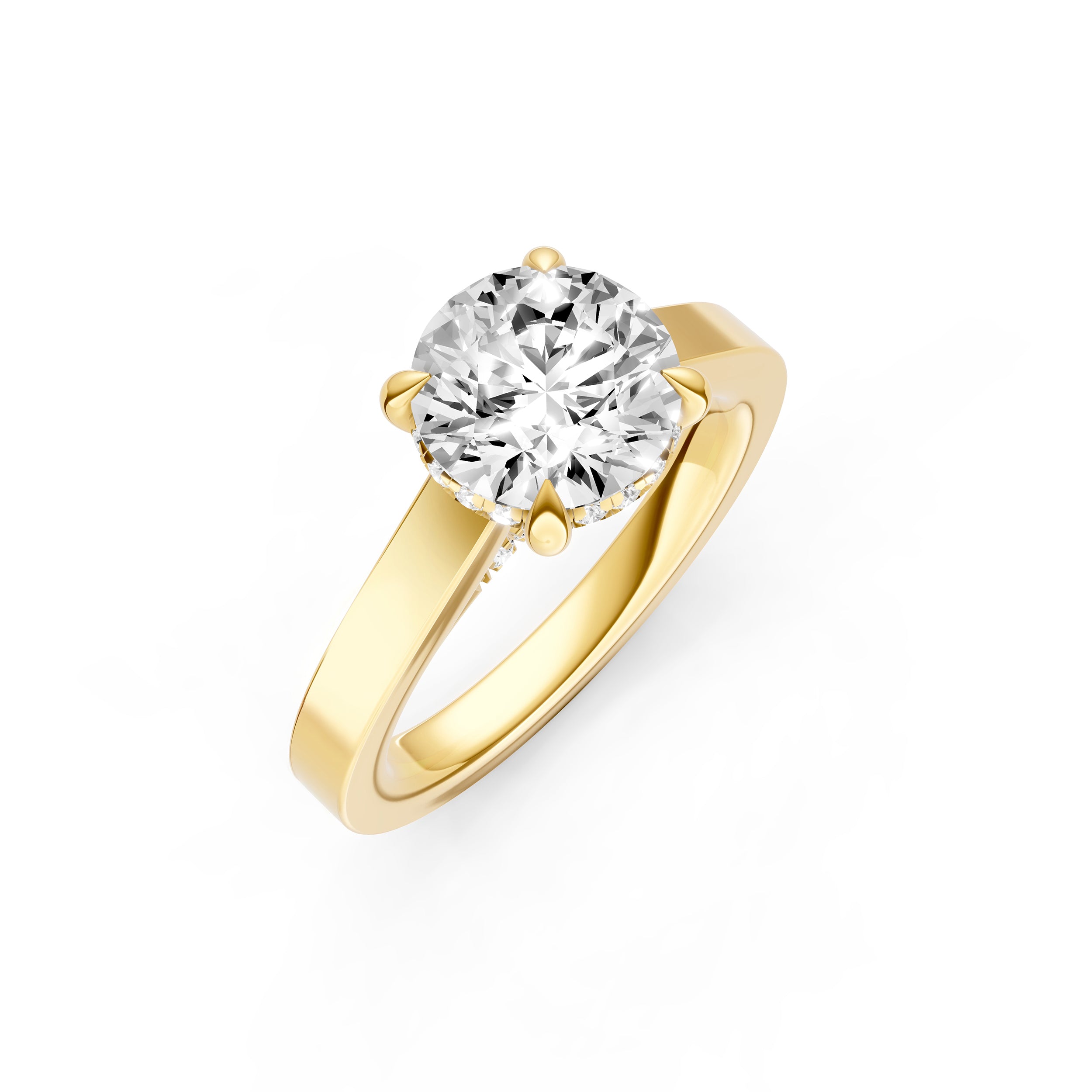 Diamond Bar Hidden Halo Engagement Ring (Round) Birmingham Jewelry Engagement Ring Birmingham Jewelry 
