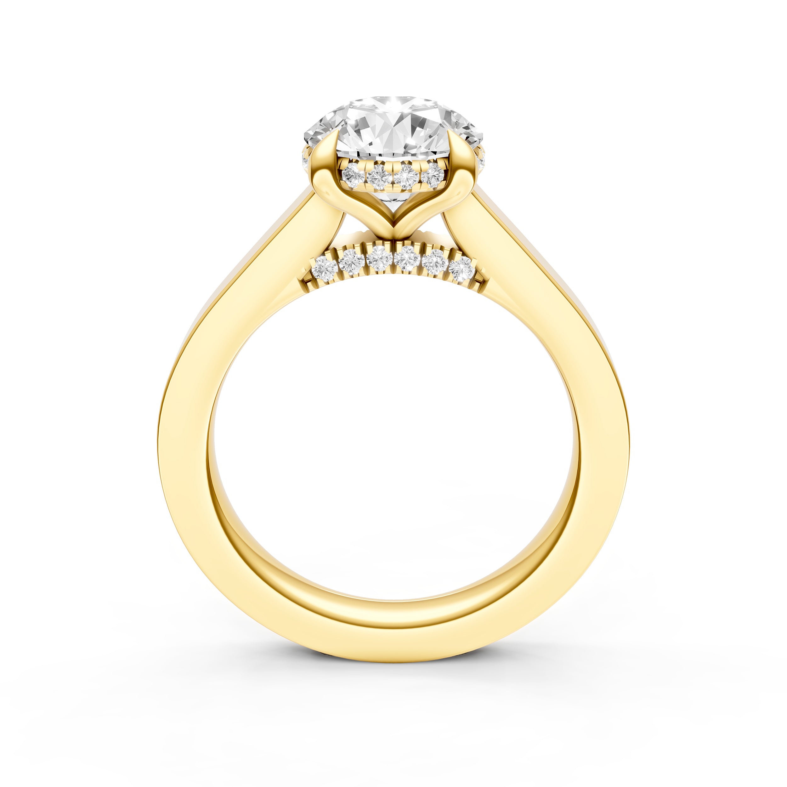Diamond Bar Hidden Halo Engagement Ring (Round) Birmingham Jewelry Engagement Ring Birmingham Jewelry 