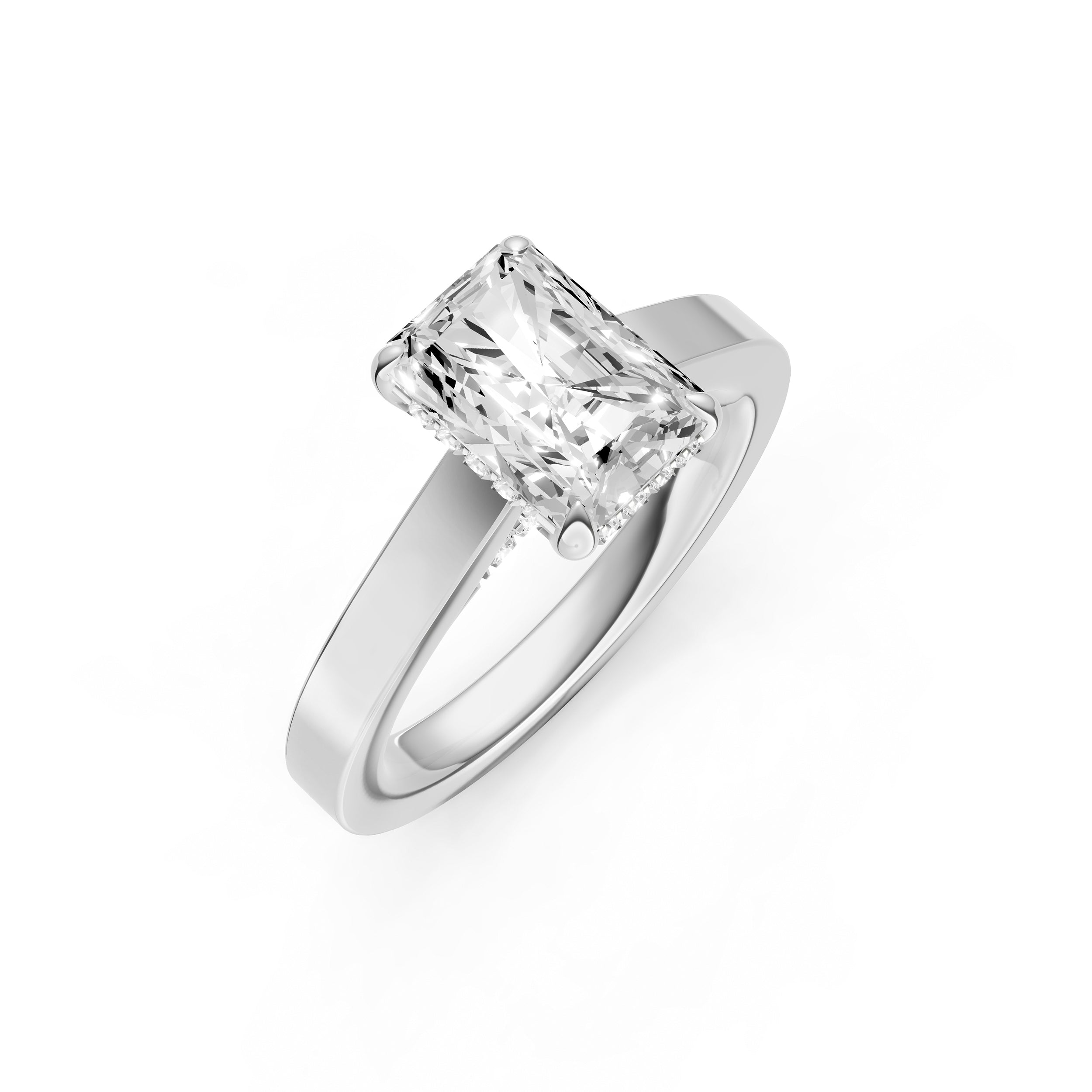 Diamond Bar Hidden Halo Engagement Ring (Radiant) Birmingham Jewelry Engagement Ring Birmingham Jewelry 