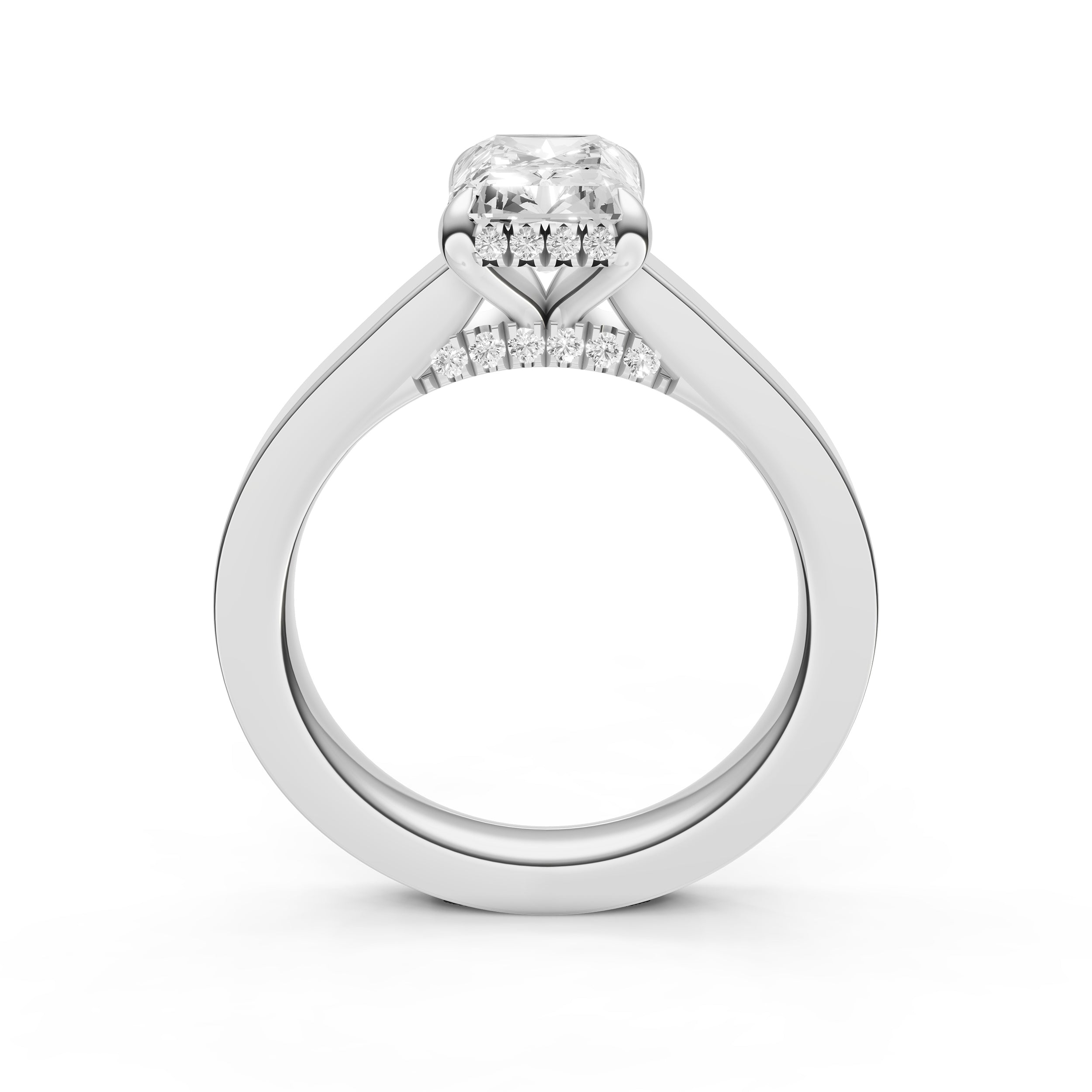 Diamond Bar Hidden Halo Engagement Ring (Radiant) Birmingham Jewelry Engagement Ring Birmingham Jewelry 