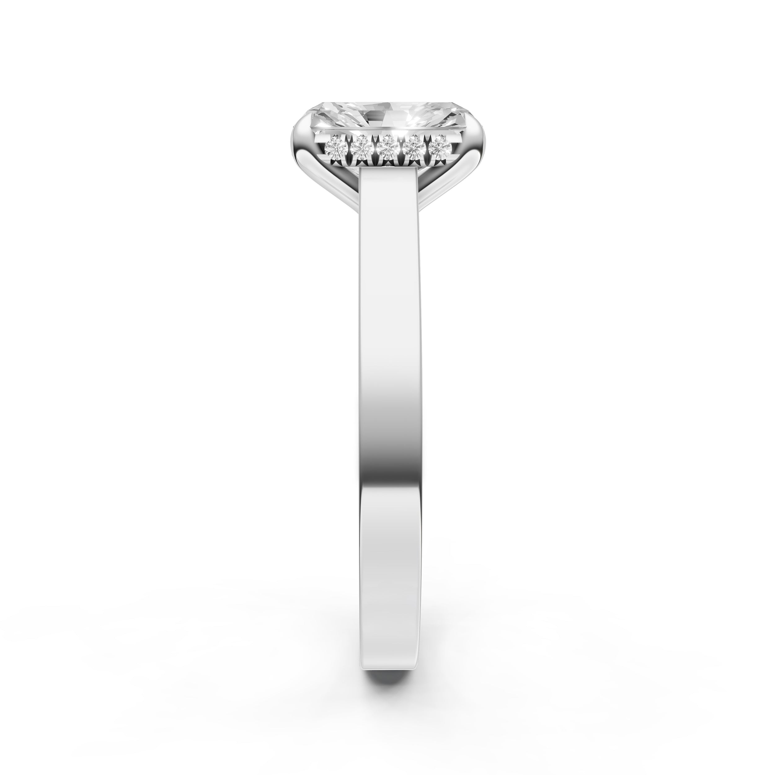 Diamond Bar Hidden Halo Engagement Ring (Radiant) Birmingham Jewelry Engagement Ring Birmingham Jewelry 
