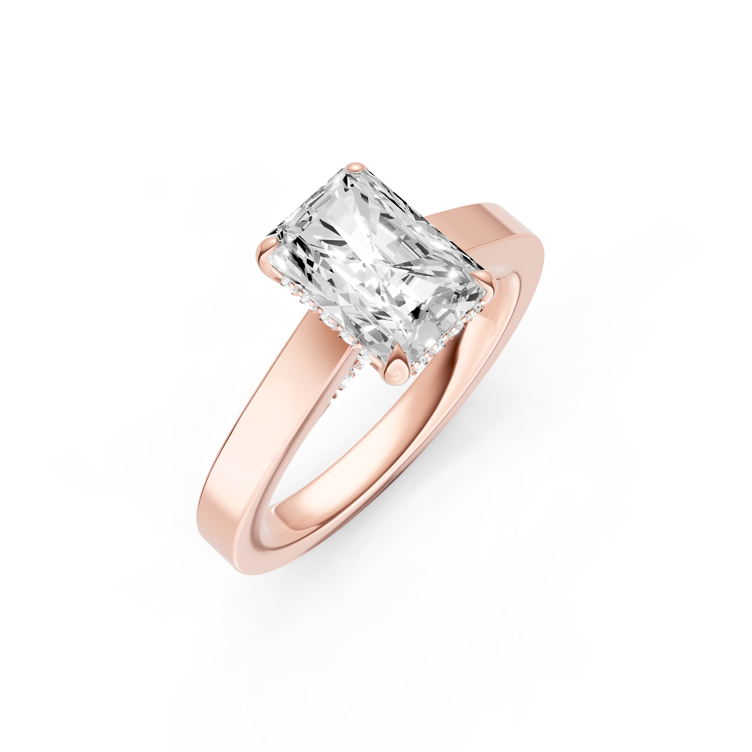 Diamond Bar Hidden Halo Engagement Ring (Radiant) Birmingham Jewelry Engagement Ring Birmingham Jewelry 