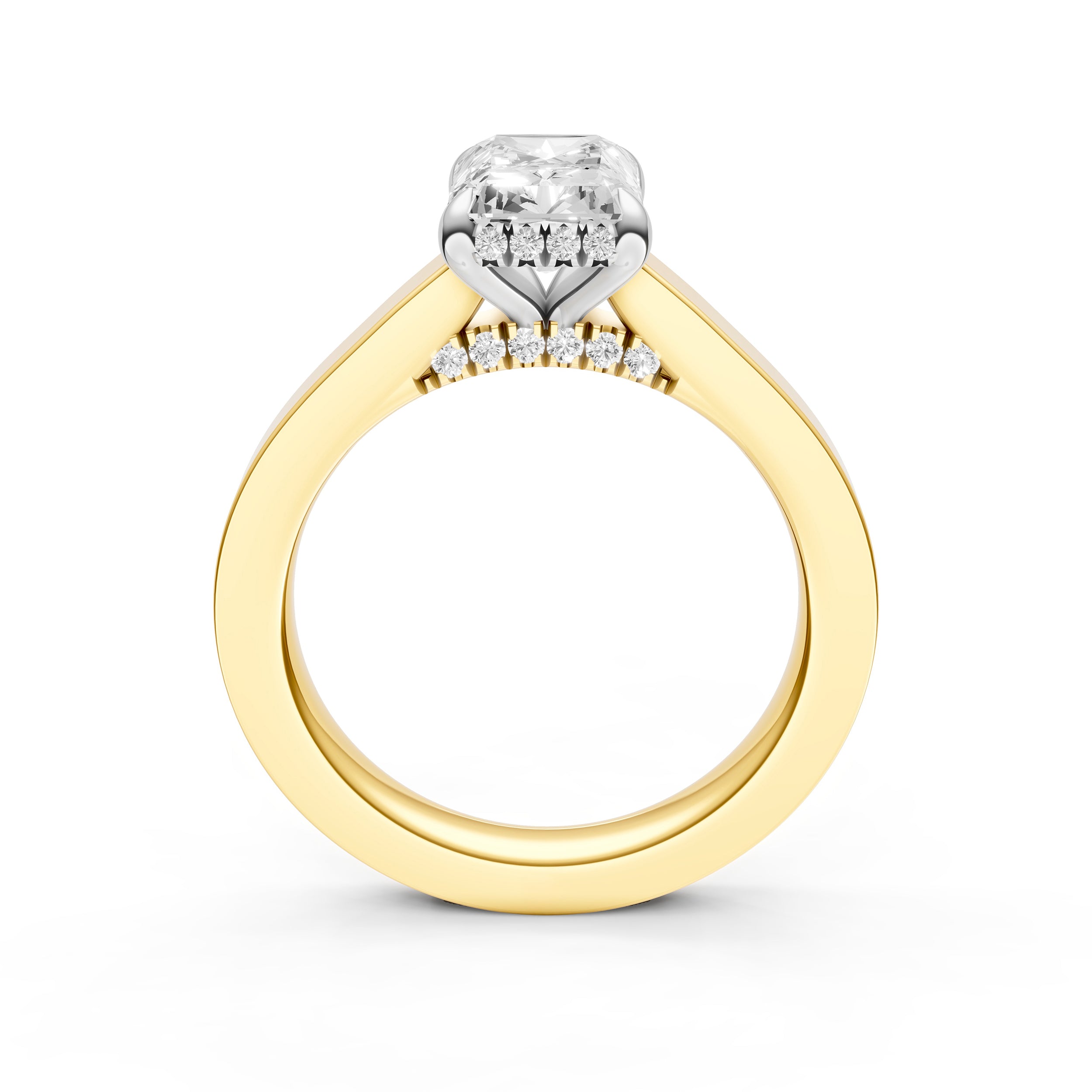 Diamond Bar Hidden Halo Engagement Ring (Radiant) Birmingham Jewelry Engagement Ring Birmingham Jewelry 