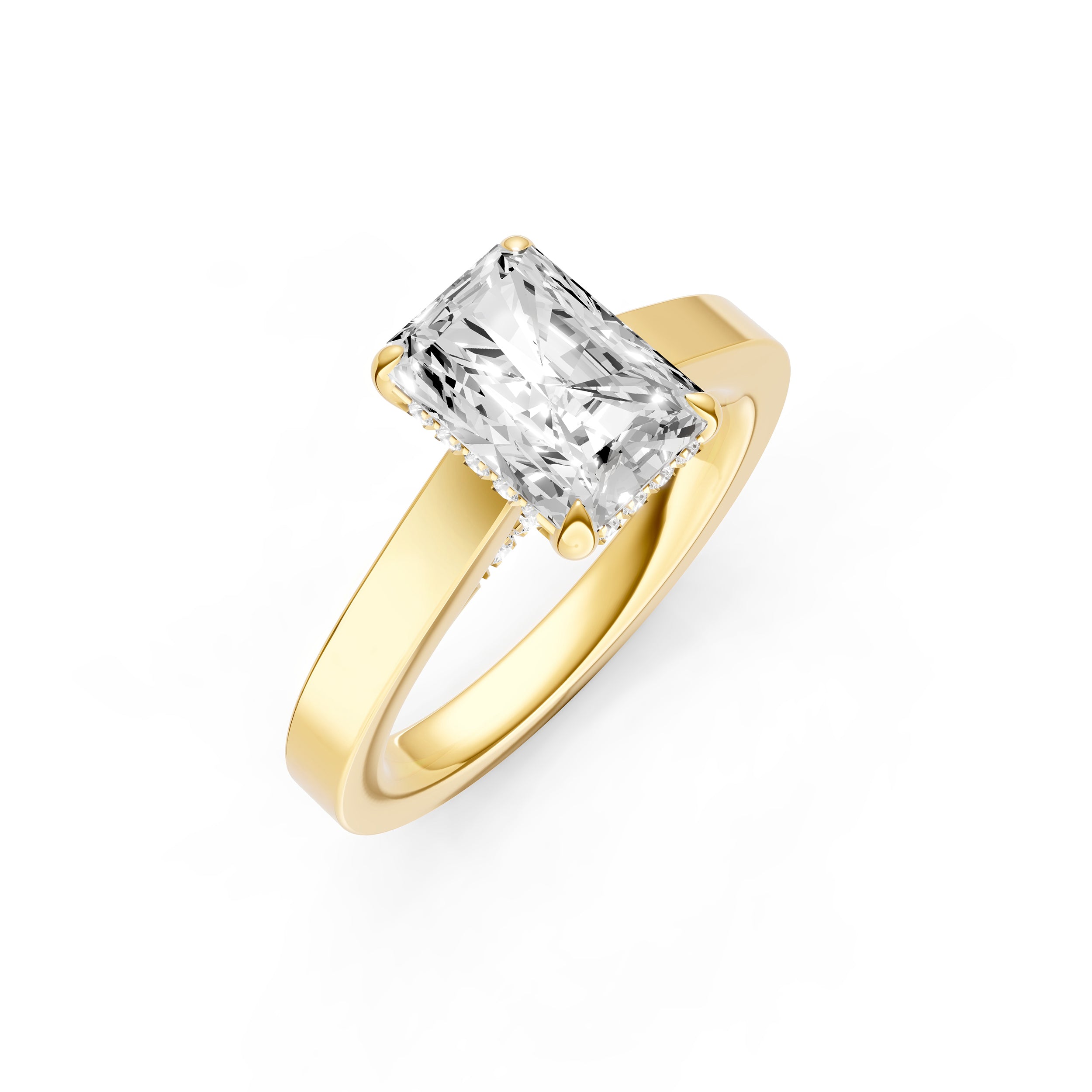 Diamond Bar Hidden Halo Engagement Ring (Radiant) Birmingham Jewelry Engagement Ring Birmingham Jewelry 