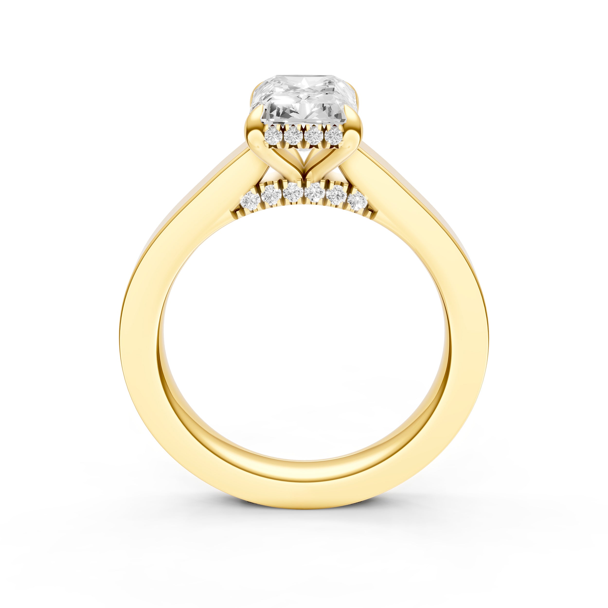 Diamond Bar Hidden Halo Engagement Ring (Radiant) Birmingham Jewelry Engagement Ring Birmingham Jewelry 