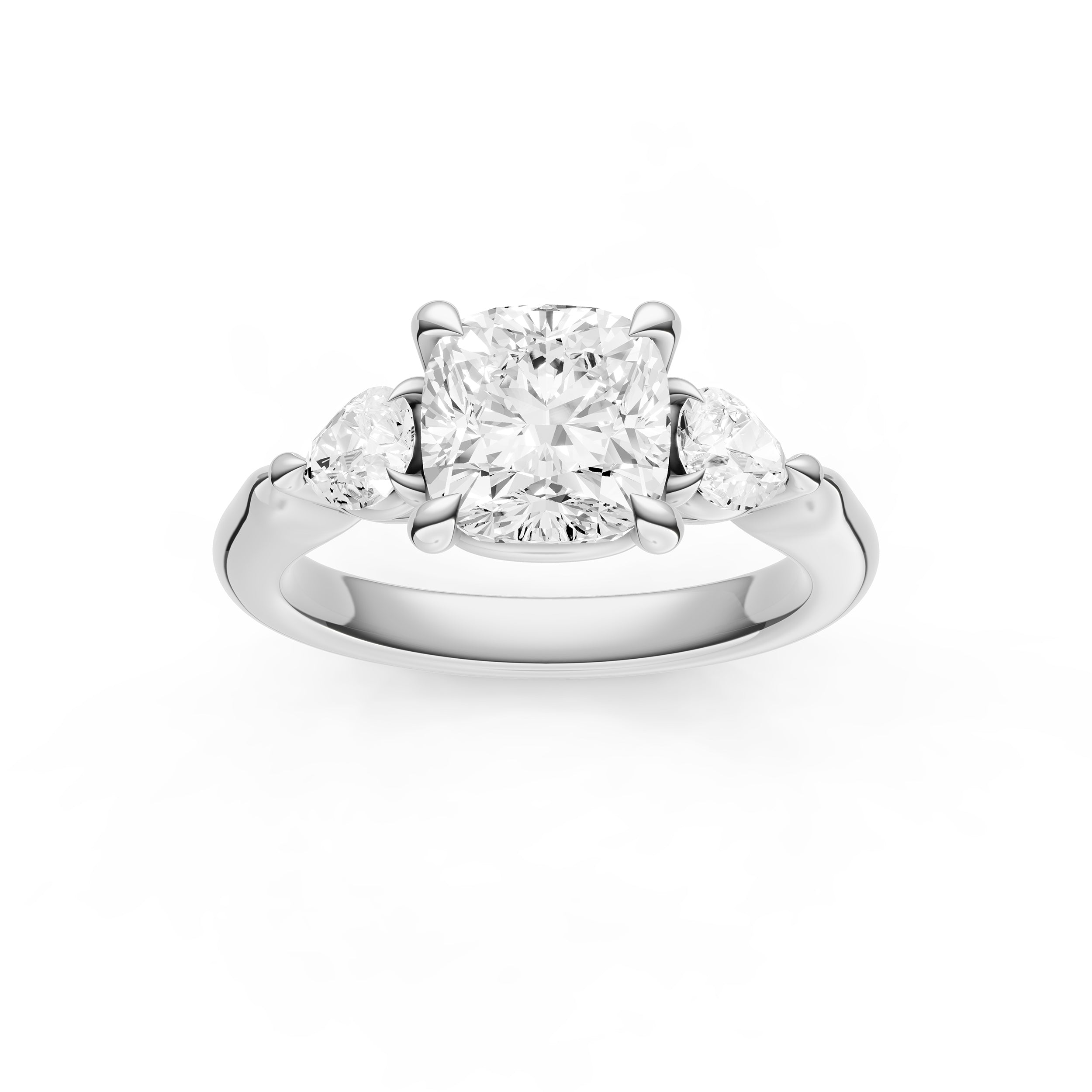 3 Stone Pear Engagement Ring (Cushion)