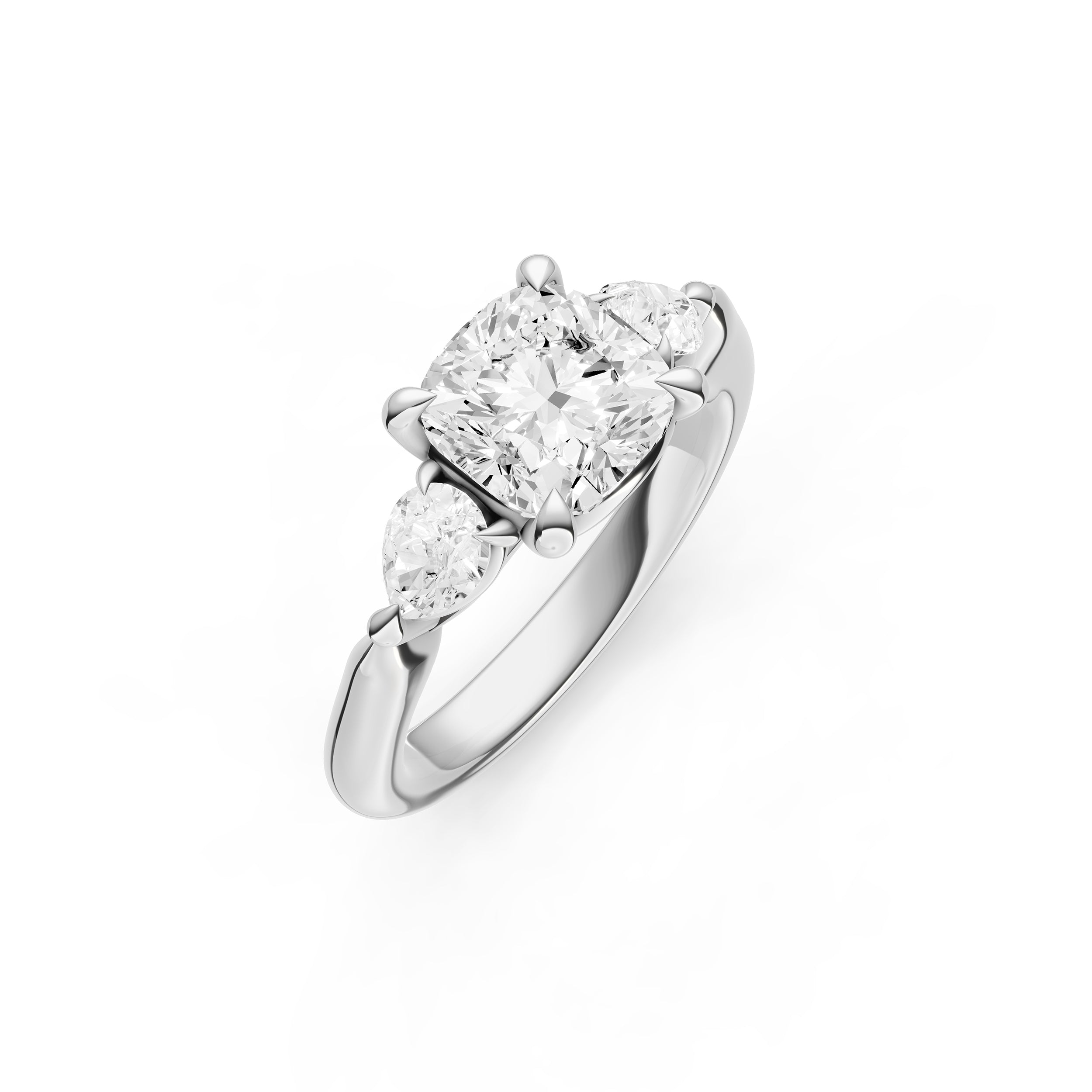 3 Stone Pear Engagement Ring (Cushion)