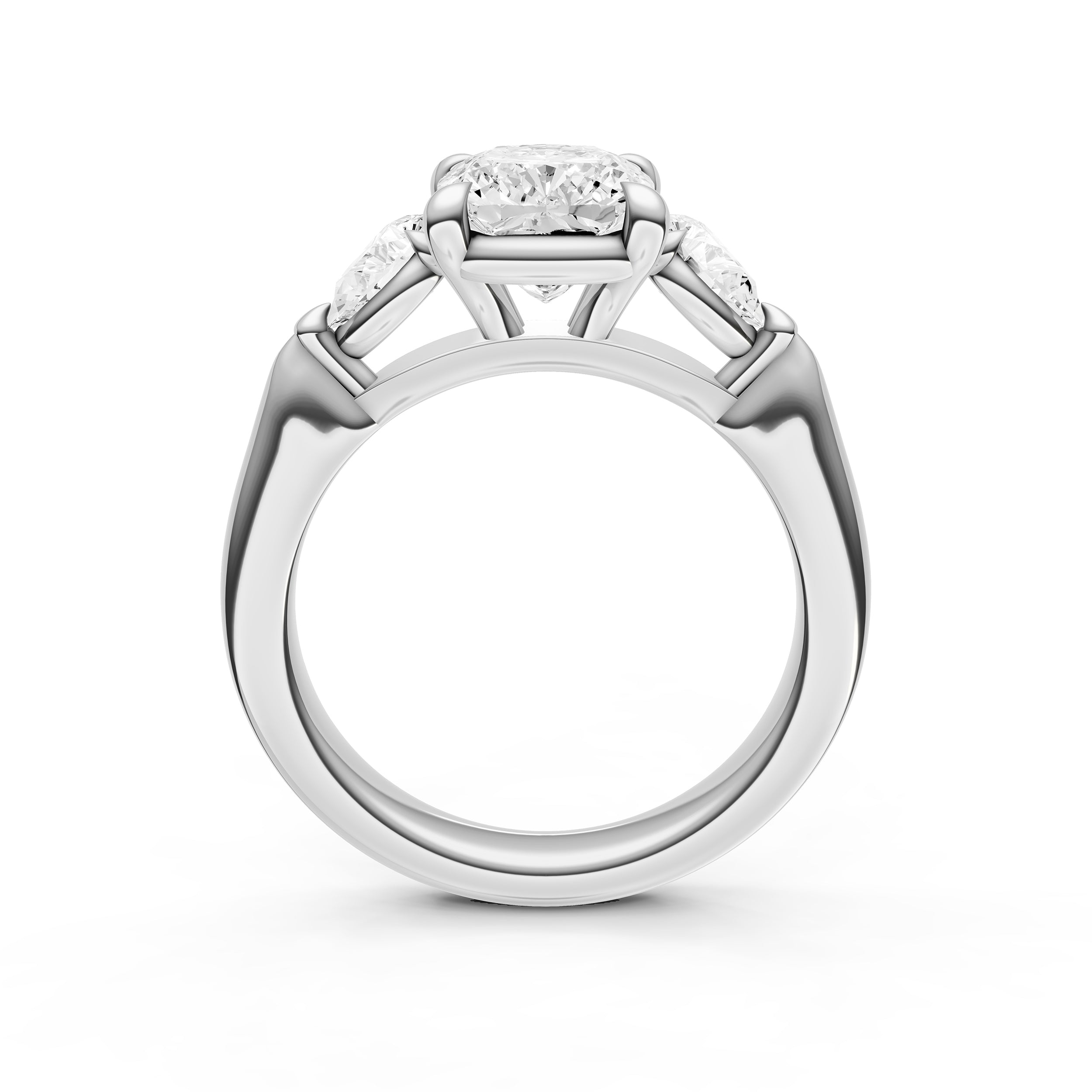 3 Stone Pear Engagement Ring (Cushion)