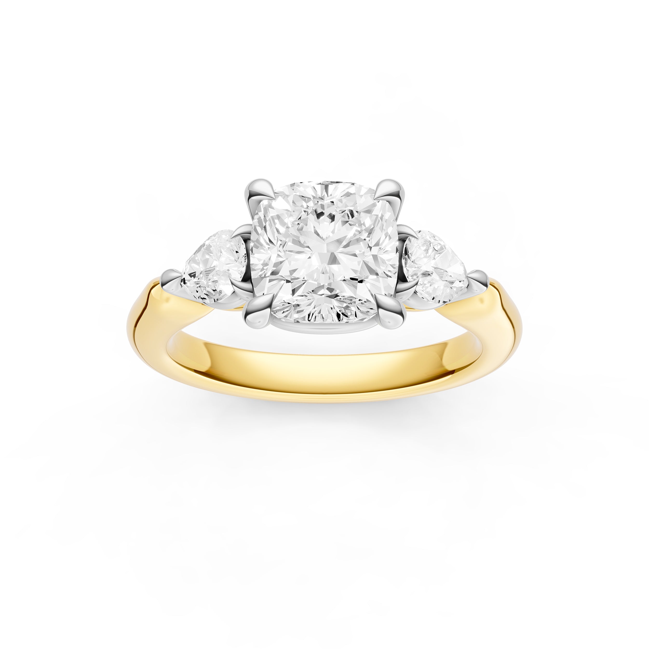 3 Stone Pear Engagement Ring (Cushion)