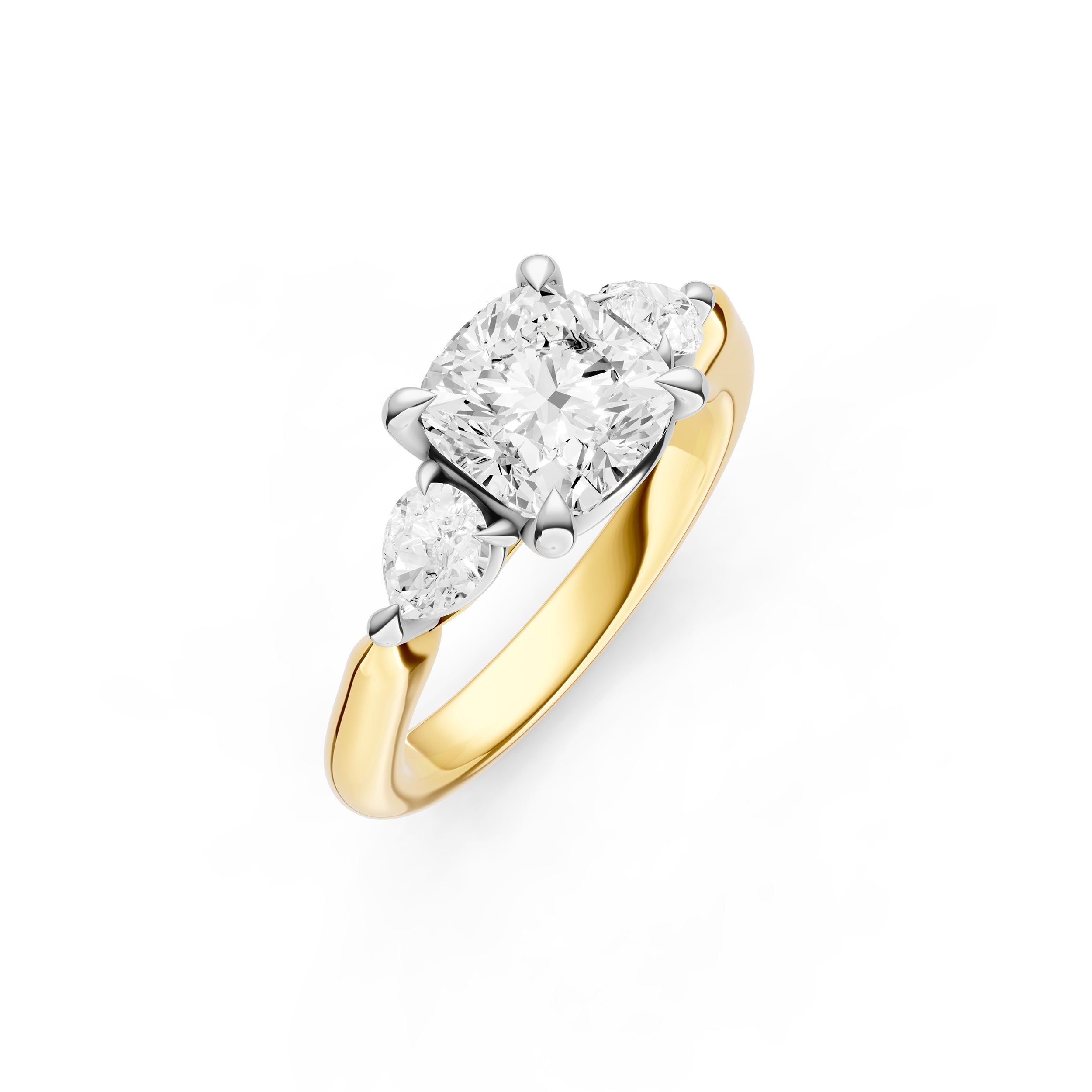3 Stone Pear Engagement Ring (Cushion)