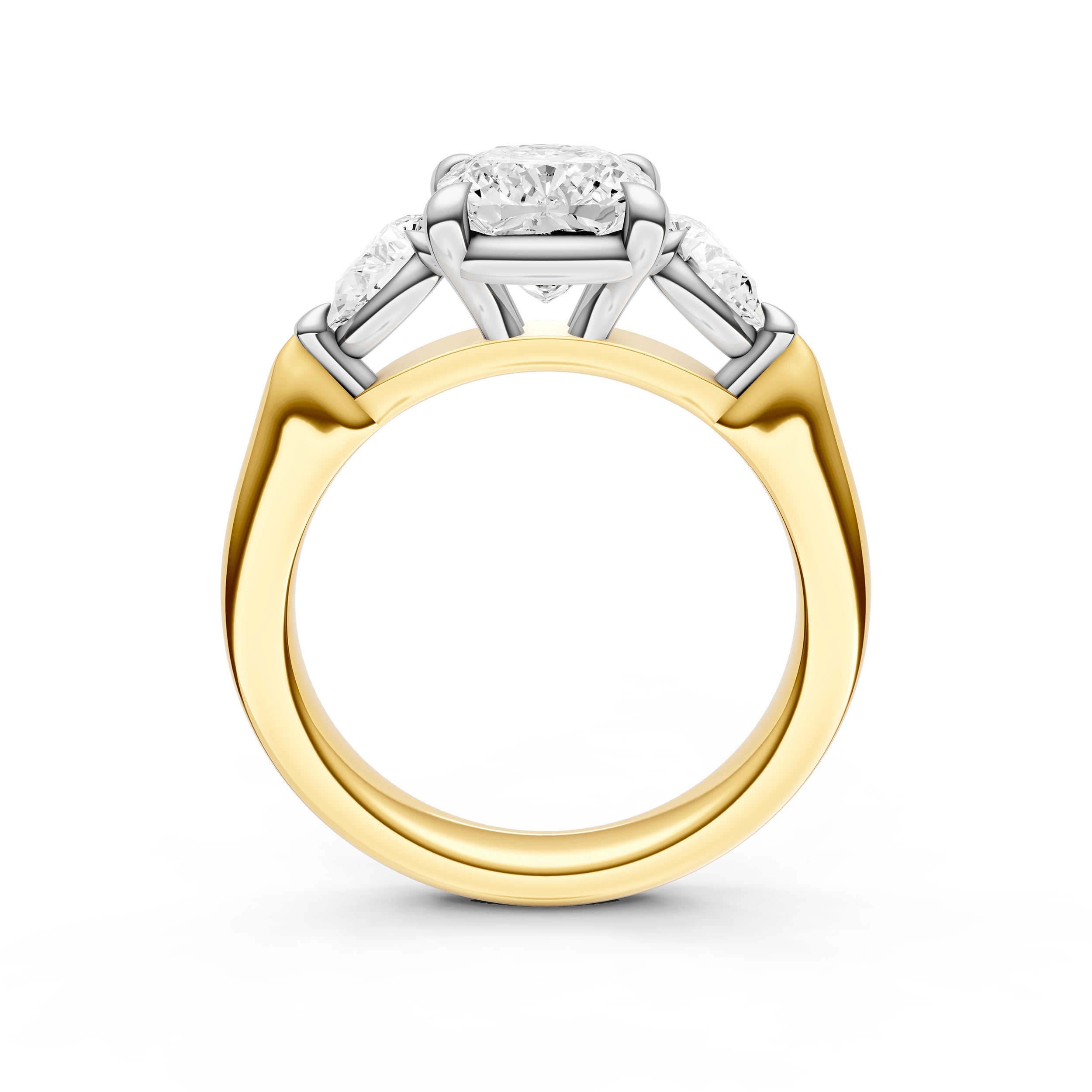 3 Stone Pear Engagement Ring (Cushion)