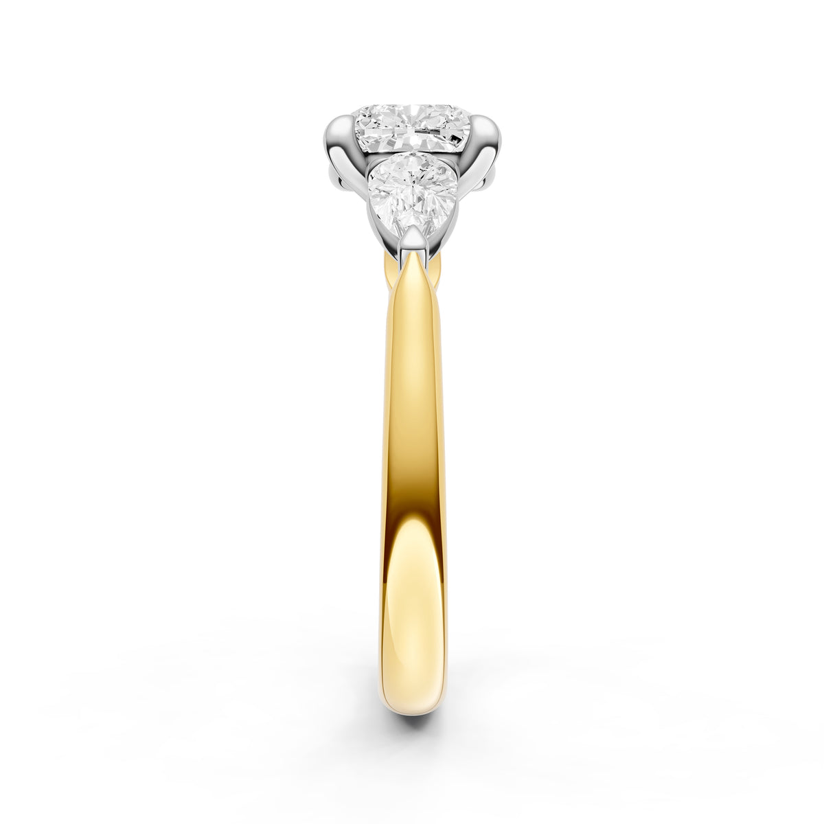 3 Stone Pear Engagement Ring (Cushion)